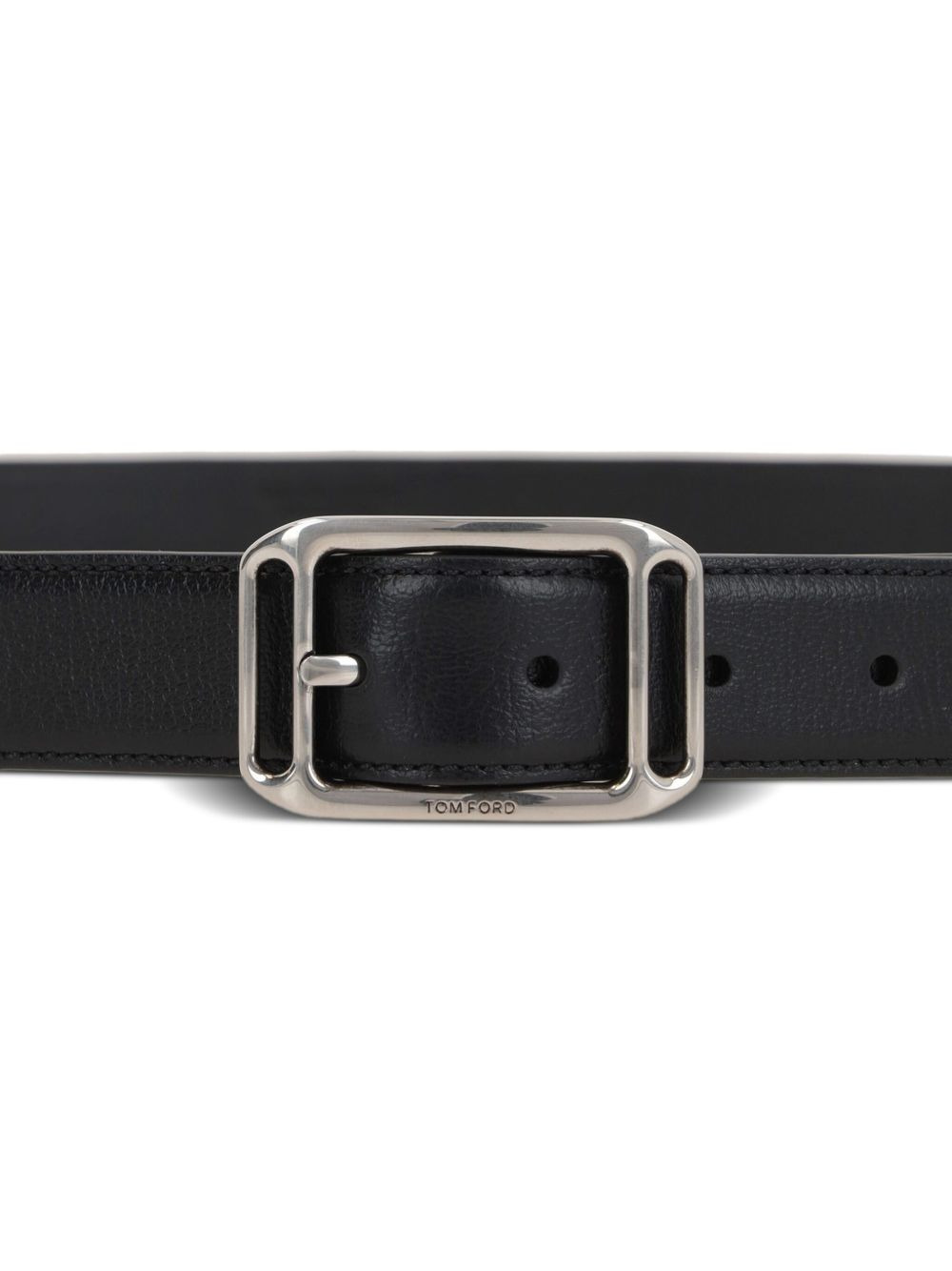 rectangle-buckle leather belt - 3