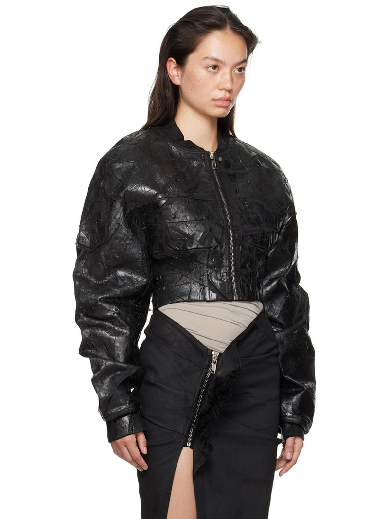 Black Collage Denim Bomber Jacket 2