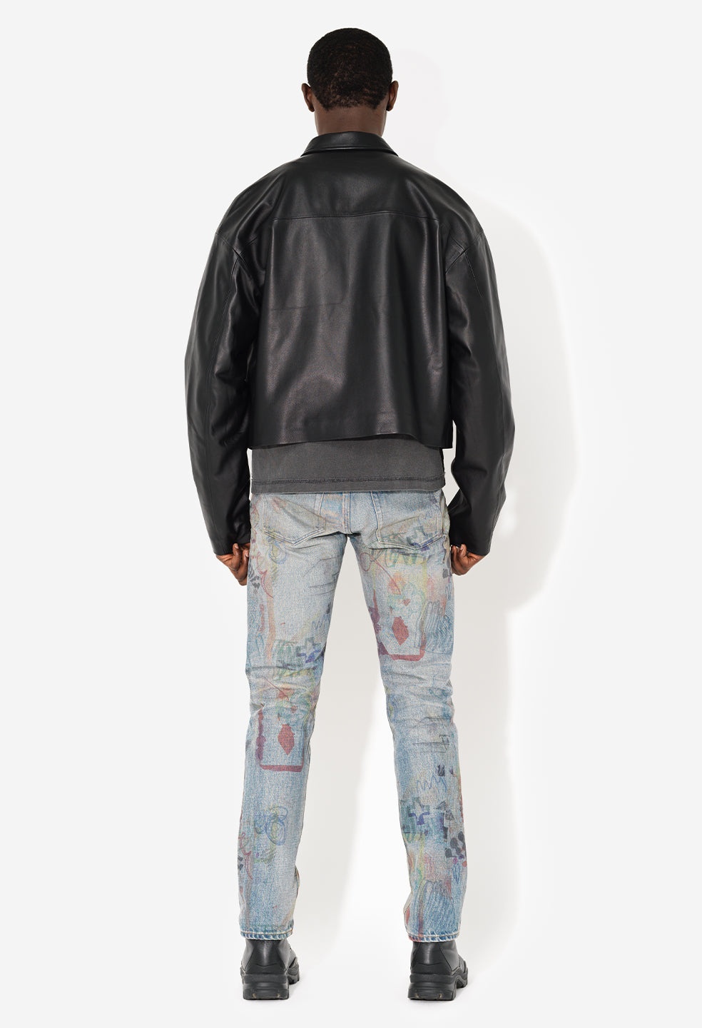 LEATHER CROPPED ZIP JACKET - 6