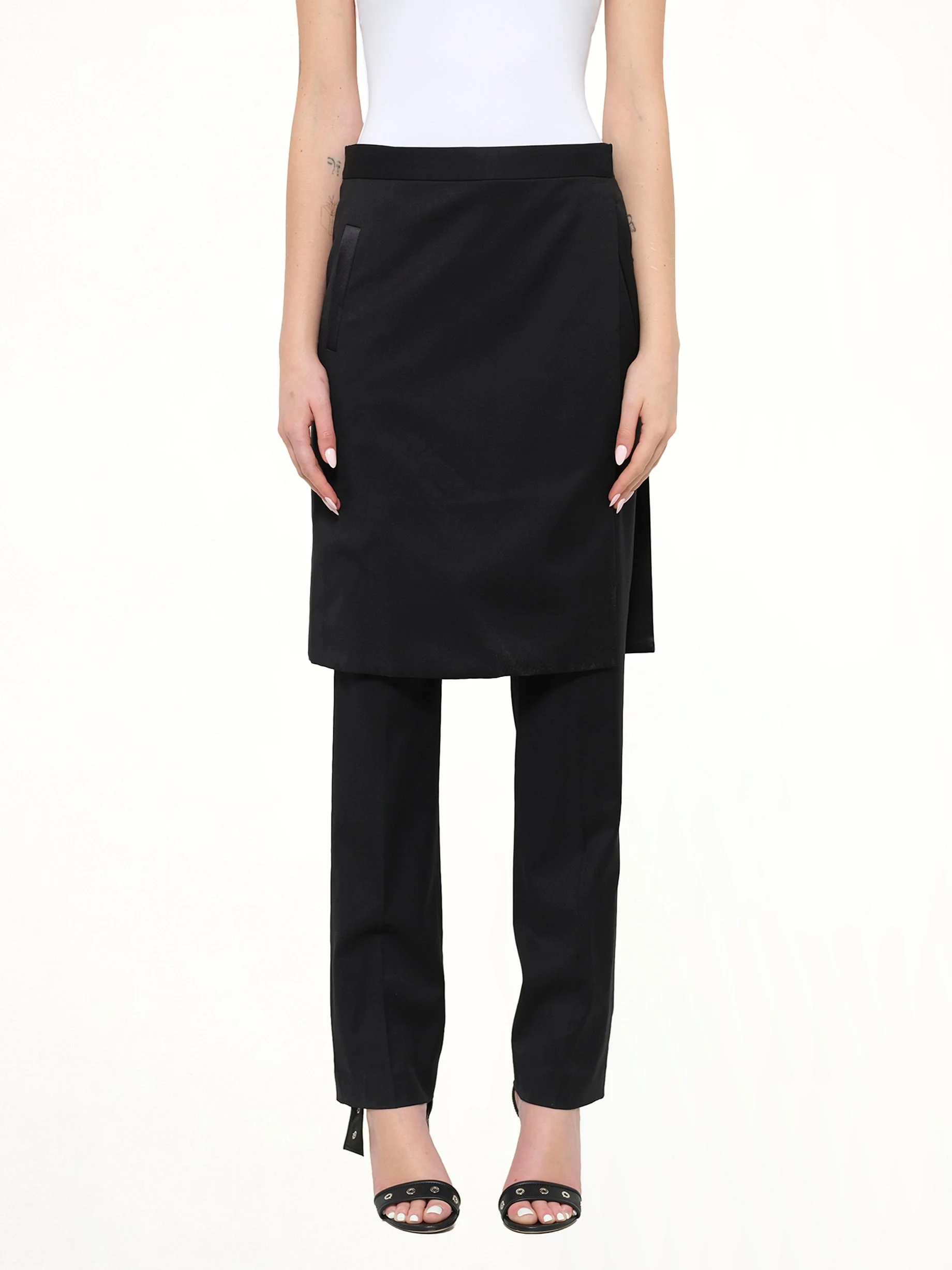 Trousers W/Skirt in Black - 1