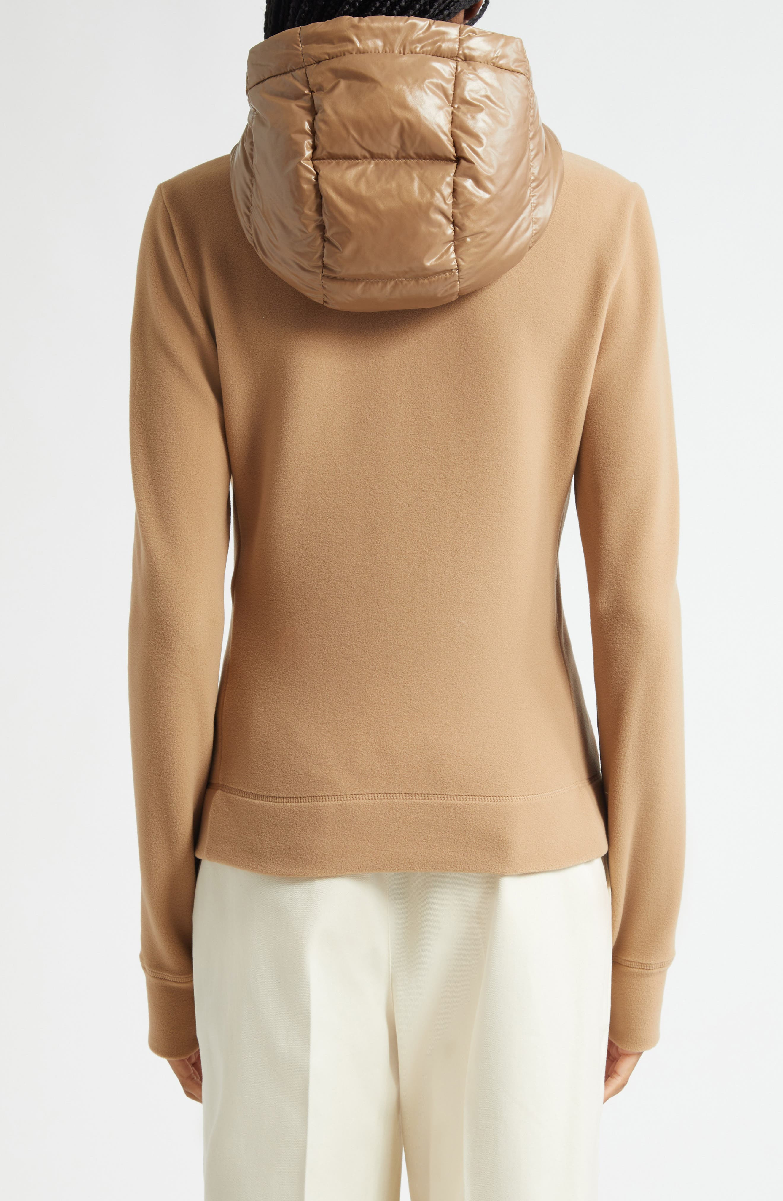 Moncler Grenoble Fleece & Quilted Down Hooded Jacket in Beige at Nordstrom - 2