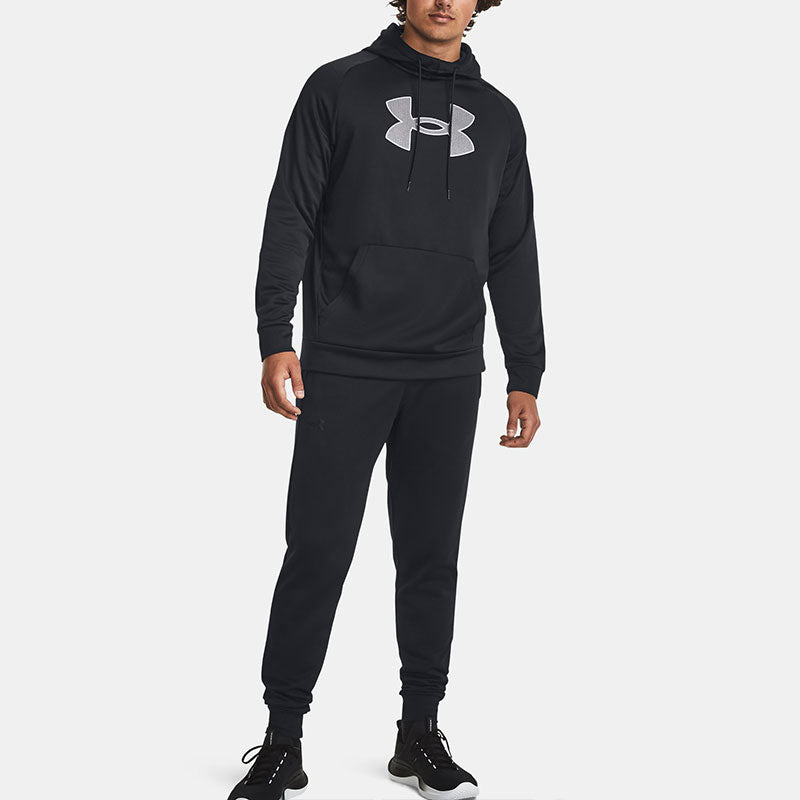 Under Armour Fleece Logo Hoodie 'Black Grey' 1379854-001 - 5