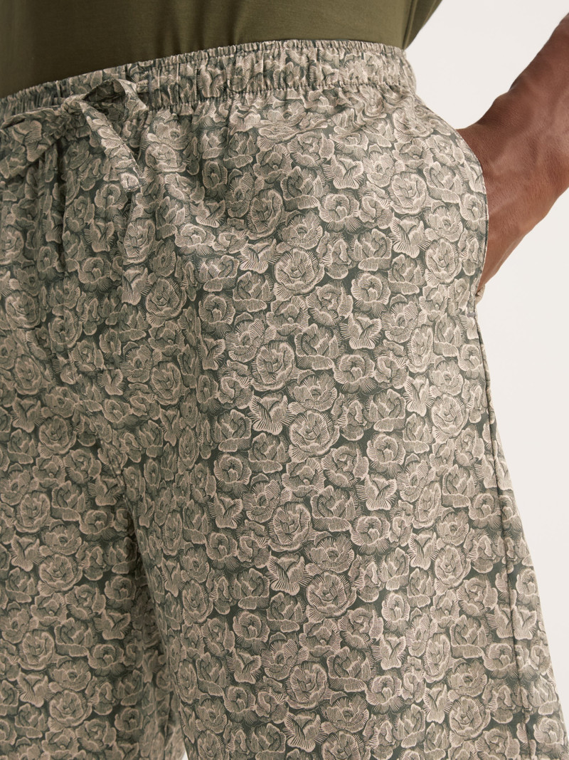 Men's Lounge Shorts Cotton Batiste Camo Green Rose Print 5