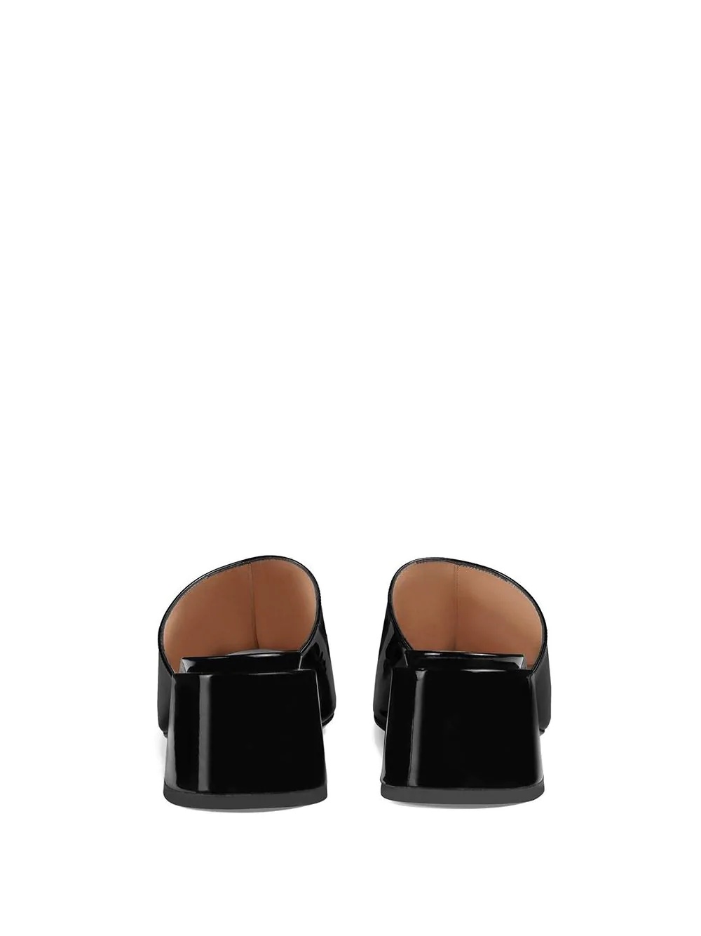 Patent leather mid-heel slides - 5