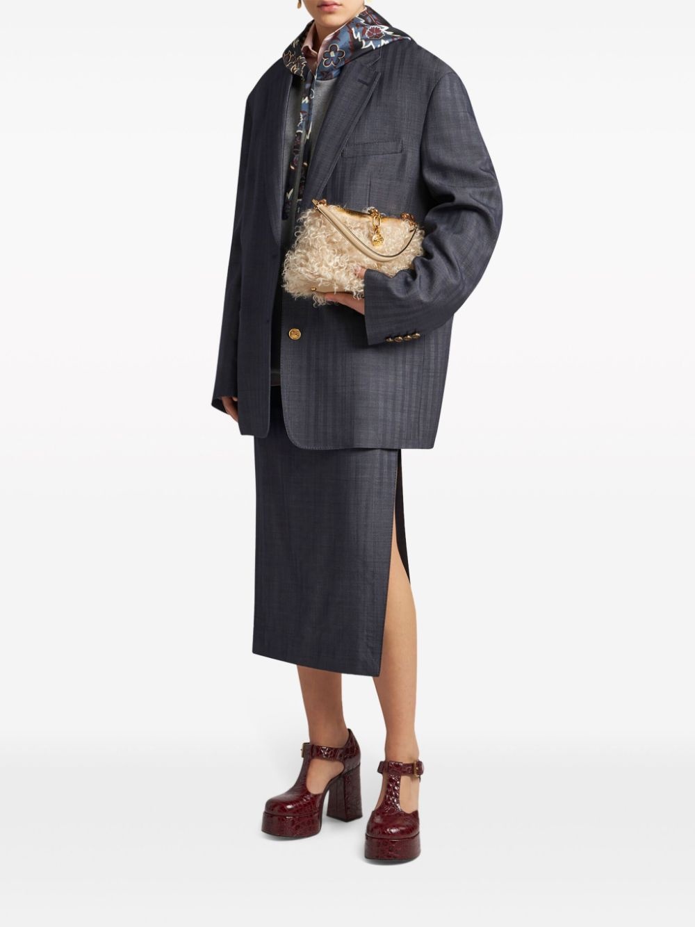 stripe-jacquard wool pencil skirt - 2