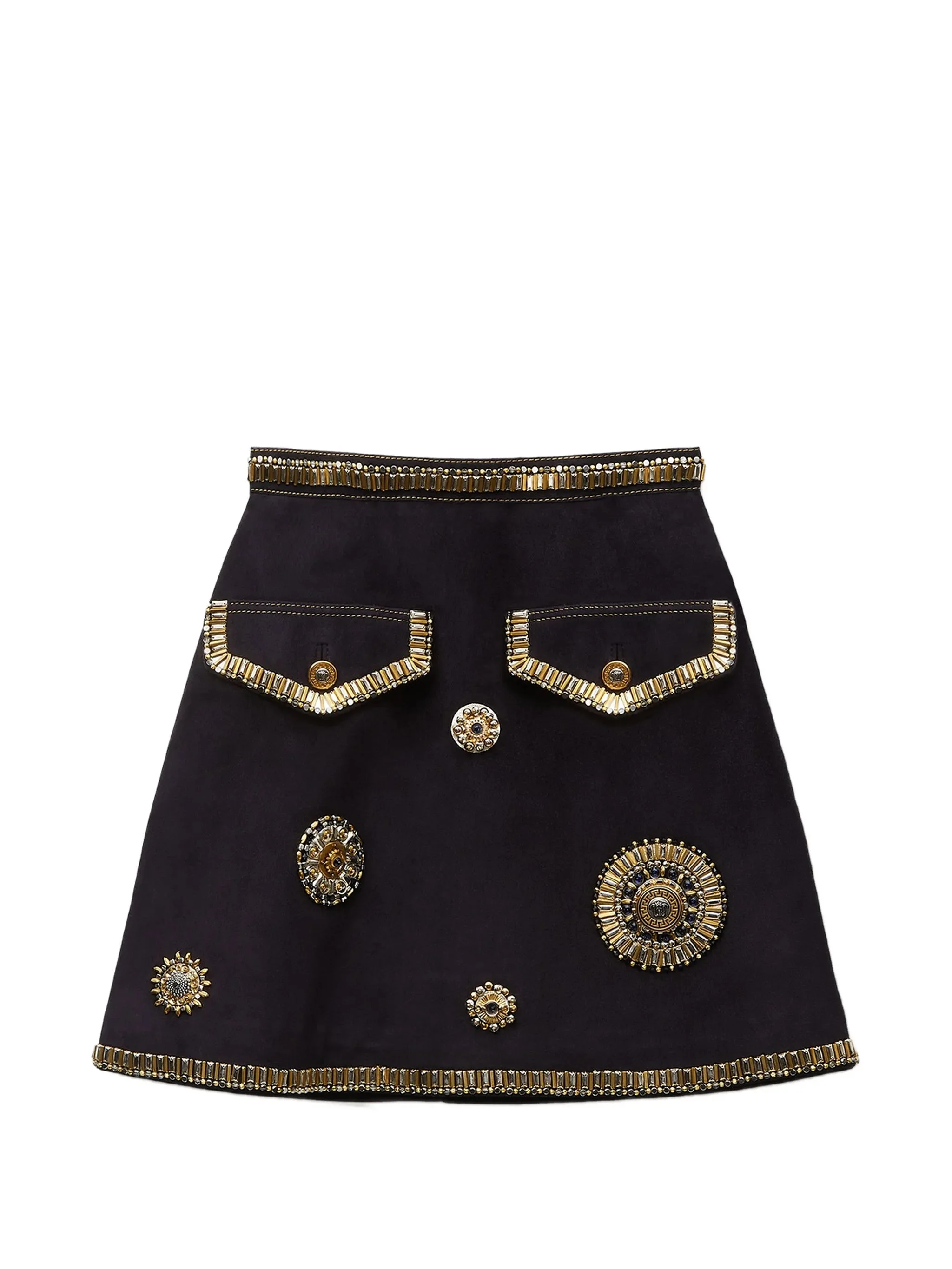 Versace Embroidered Suede Mini Skirt - 1