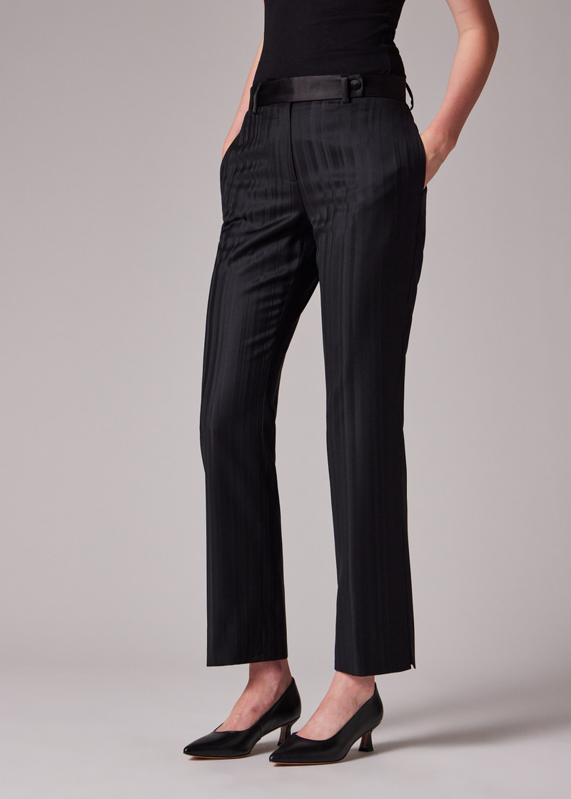 Women's Black 'Tonal Stripe' Tux Trousers 3