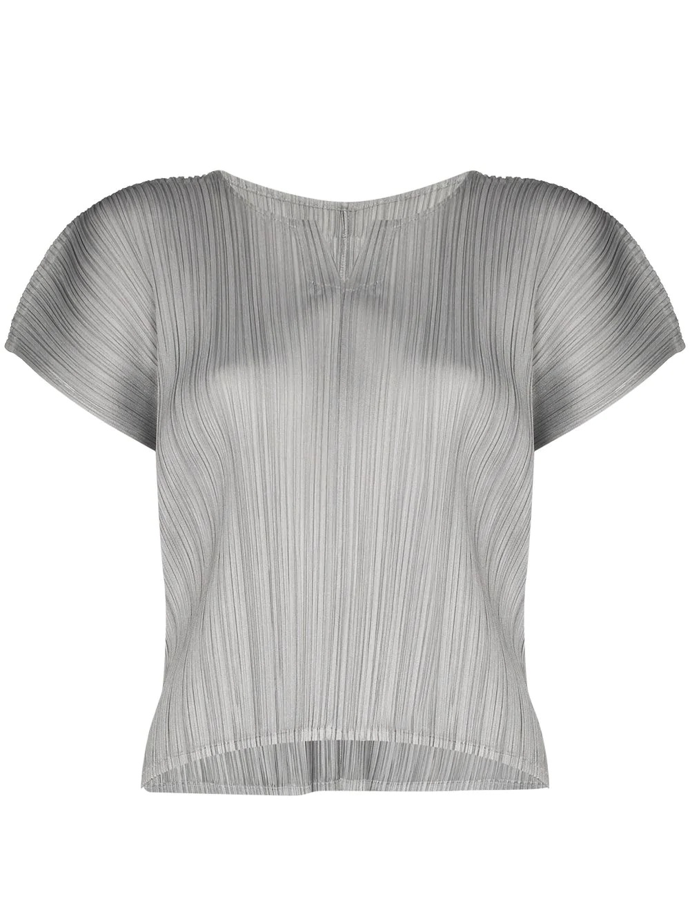 notched neck pleated blouse - 1