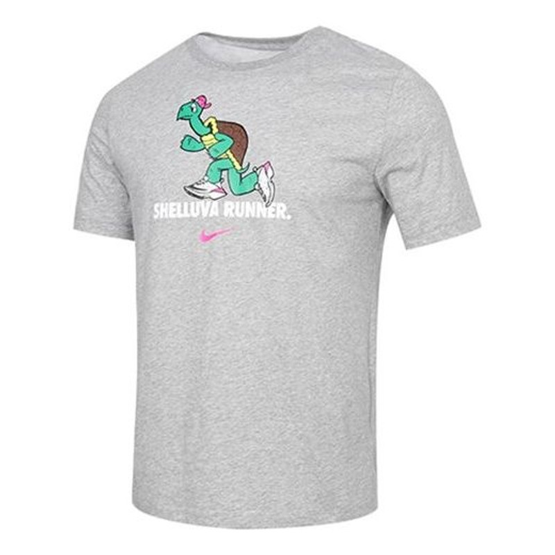 Nike Dri-FIT Tortoise Breathable Perspiration Print Running Short Sleeve For Men Grey Gray CZ9830-06 - 1