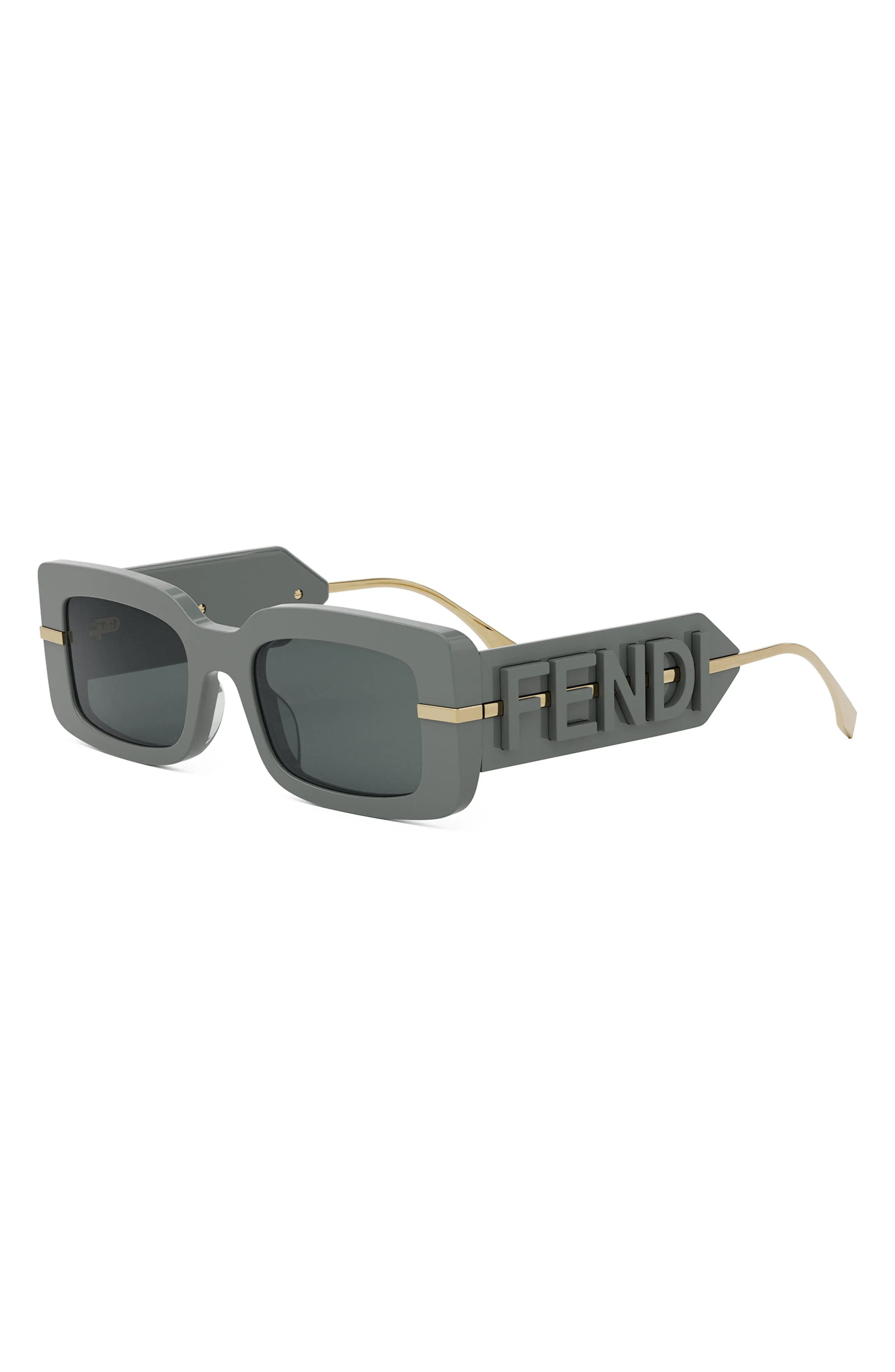 'Fendigraphy 51mm Rectangular Sunglasses in Grey/Smoke - 2