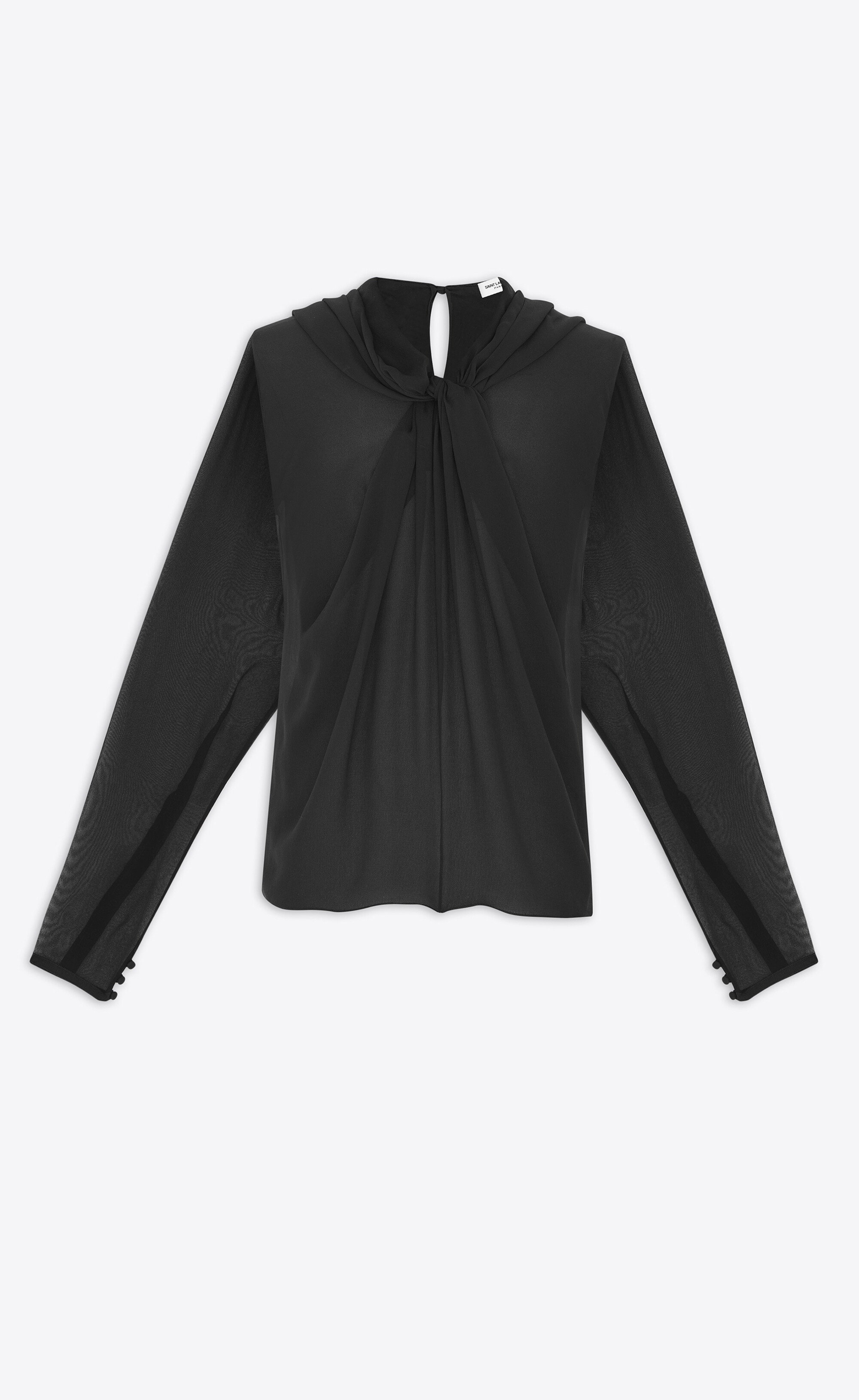 hooded blouse in silk muslin - 1