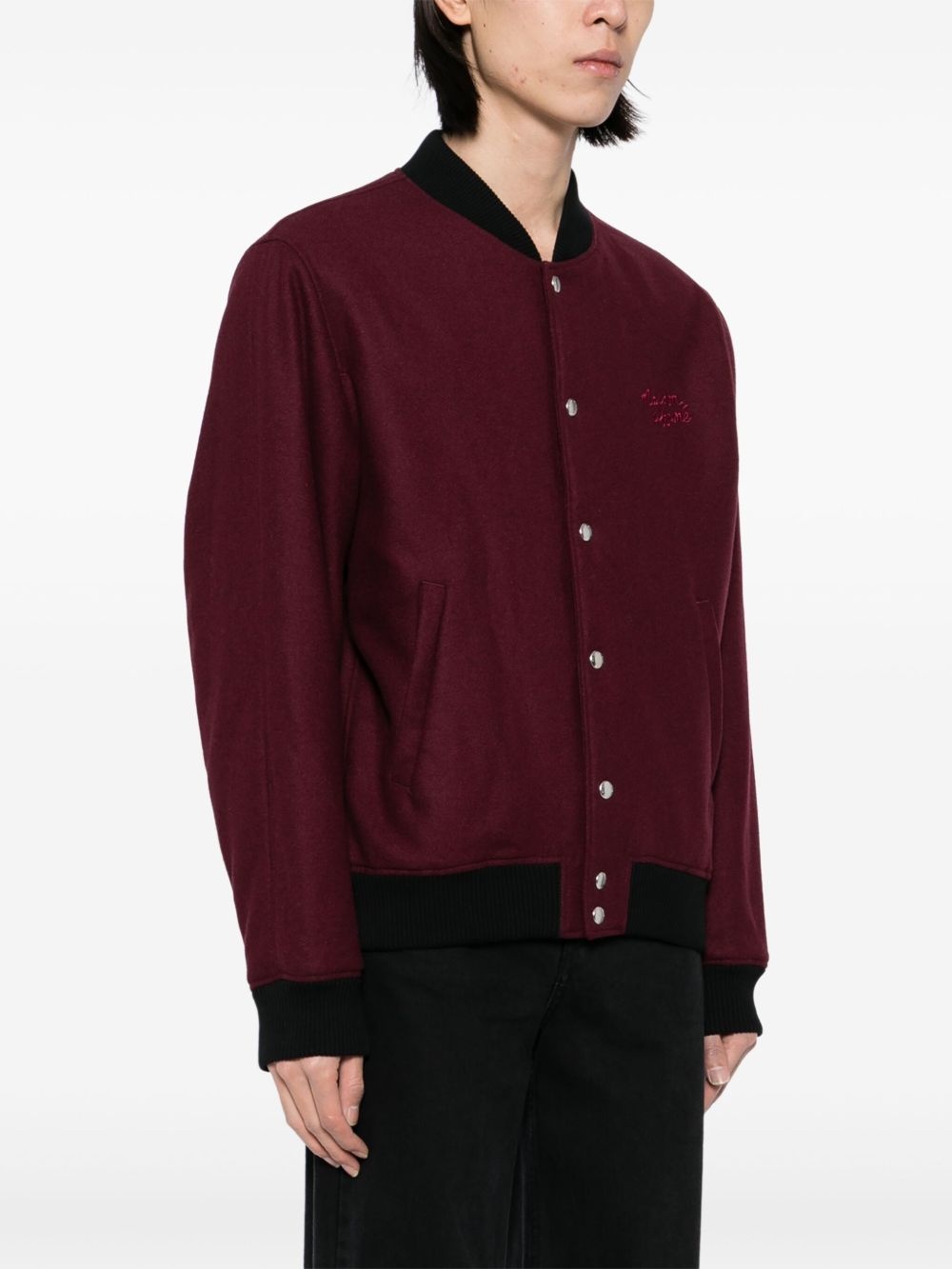logo-embroidered bomber jacket - 3