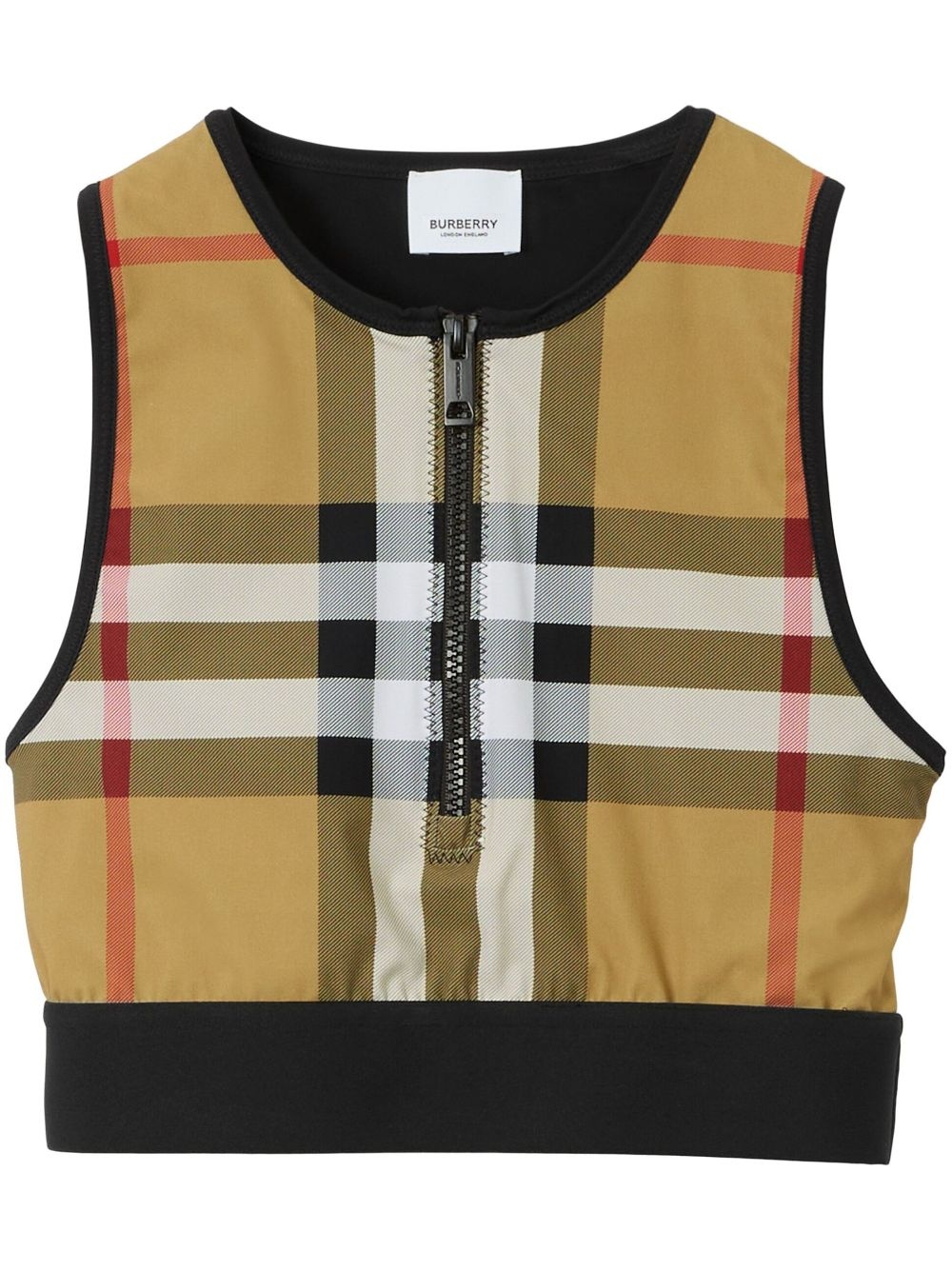 Vintage Check-pattern sleeveless crop top - 1