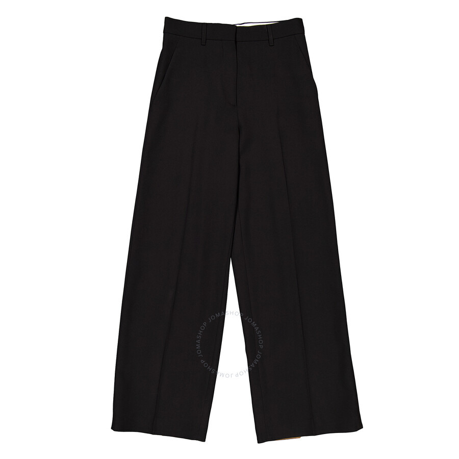 Burberry Ladies Black Jaylie Asian Fit Wool Wide Leg Pants With Slits - 5