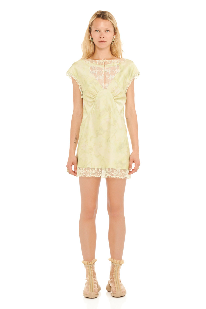 Collina Strada SAGE FLORAL SCRIBBLE WATERLILY MINI DRESS outlook
