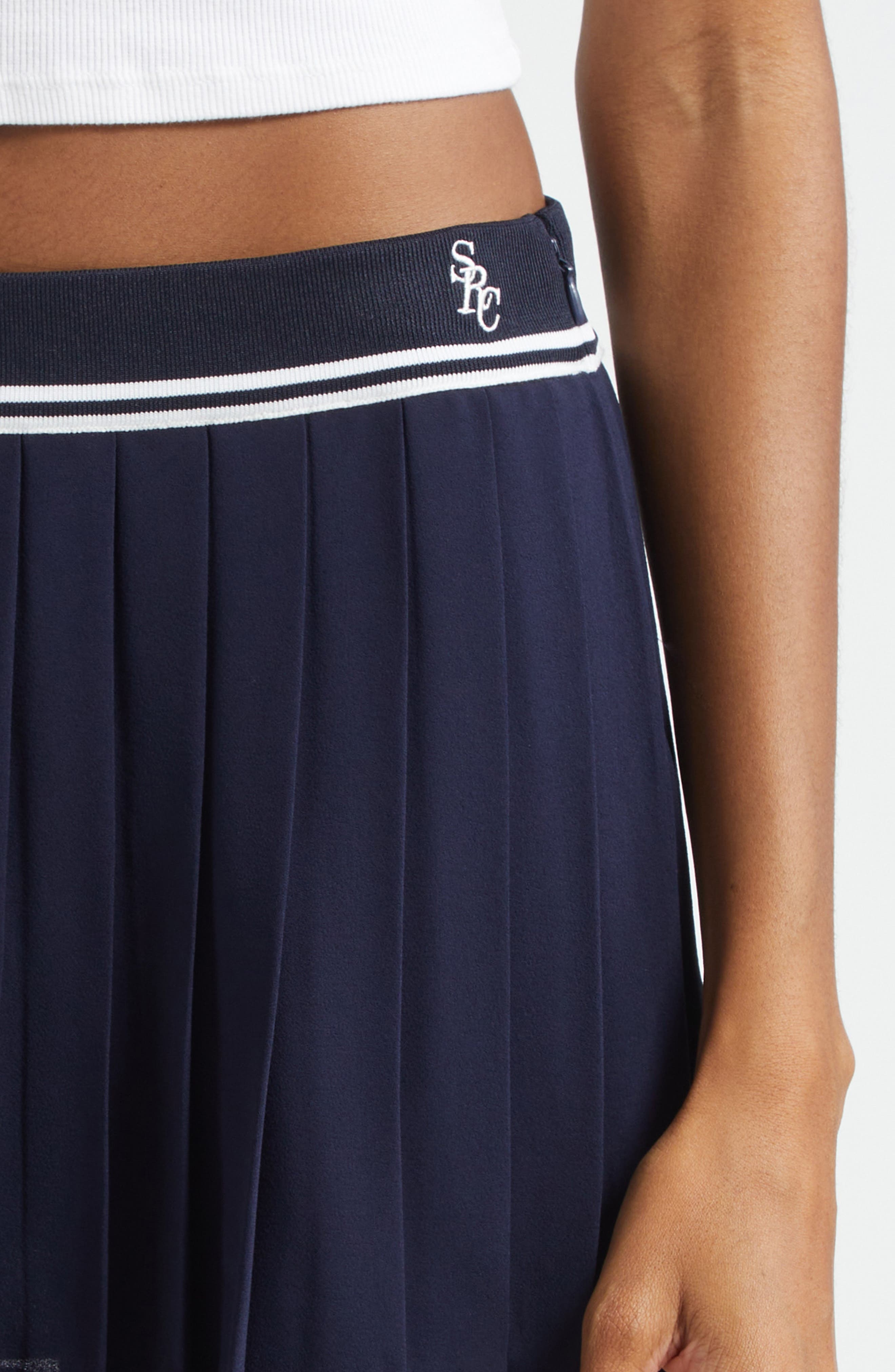 Sporty & Rich Abigail Logo Detail Miniskirt in Dark Navy at Nordstrom - 5