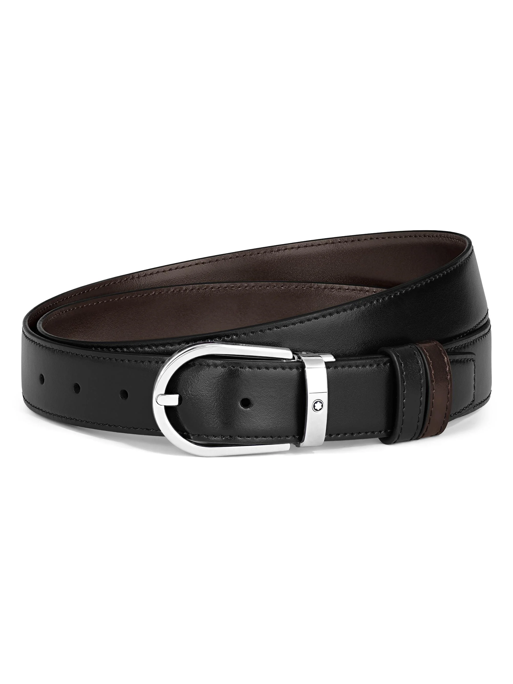 Men's Horseshoe Reversible Leather Belt - Black - 1
