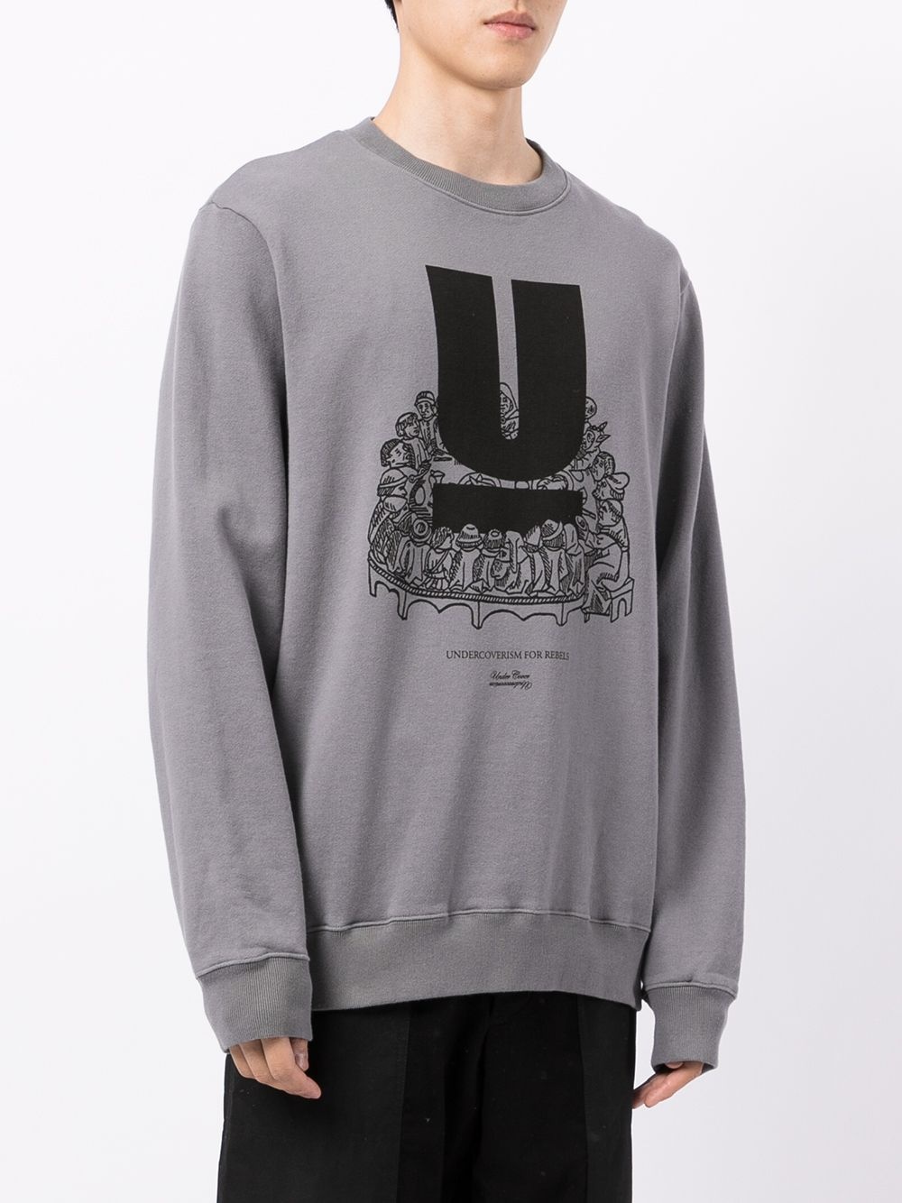 logo-print crew neck sweatshirt - 3