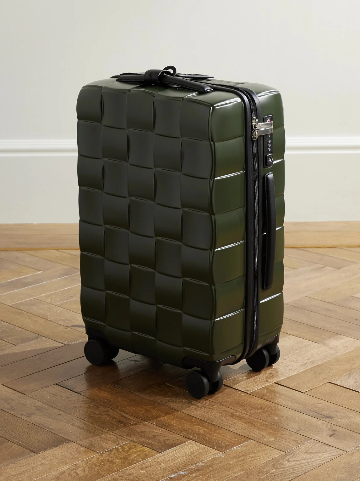 Odyssey 55cm Leather-Trimmed Intrecciato Polycarbonate Suitcase - 1