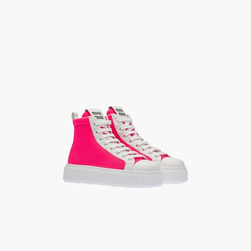 Miu Miu Mesh flatform high-top sneakers outlook