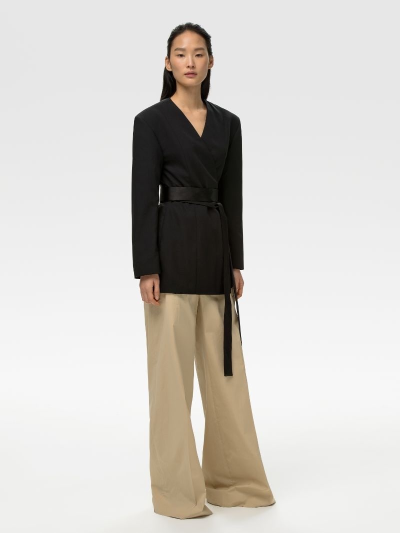 WAIST TIE WOOL BLAZER - 2