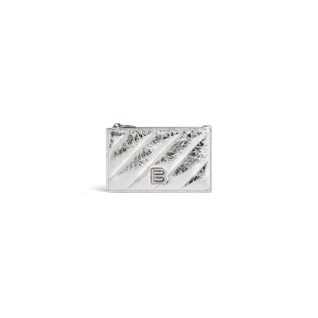 Women's Crush Long Coin And Card Holder Metallized Quilted in Silver - 1