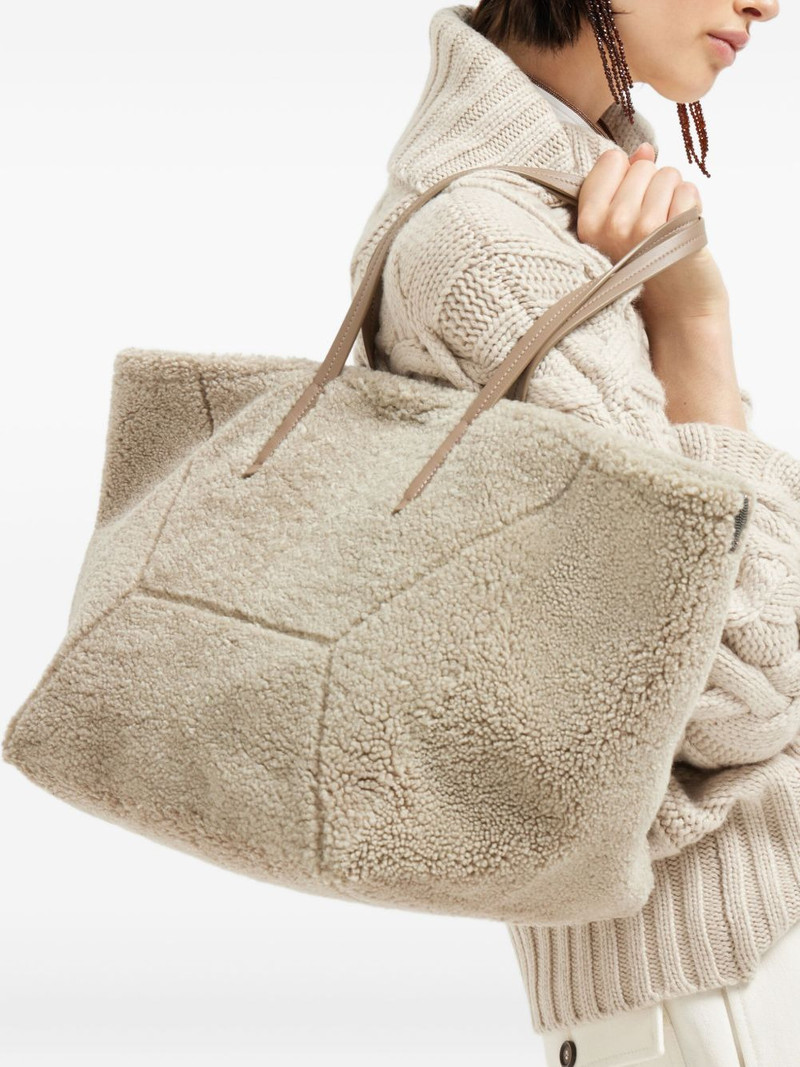 Brunello Cucinelli shearling tote bag outlook
