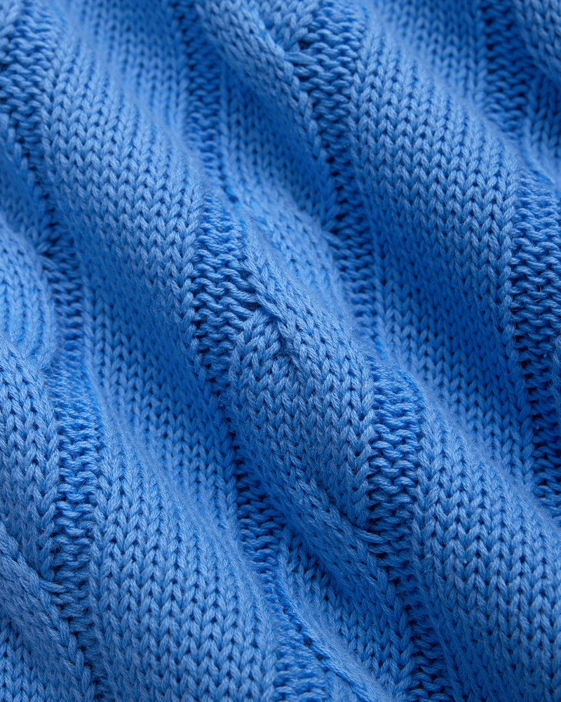 BLUE LINEN/COTTON CABLE KNIT SWEATER 3