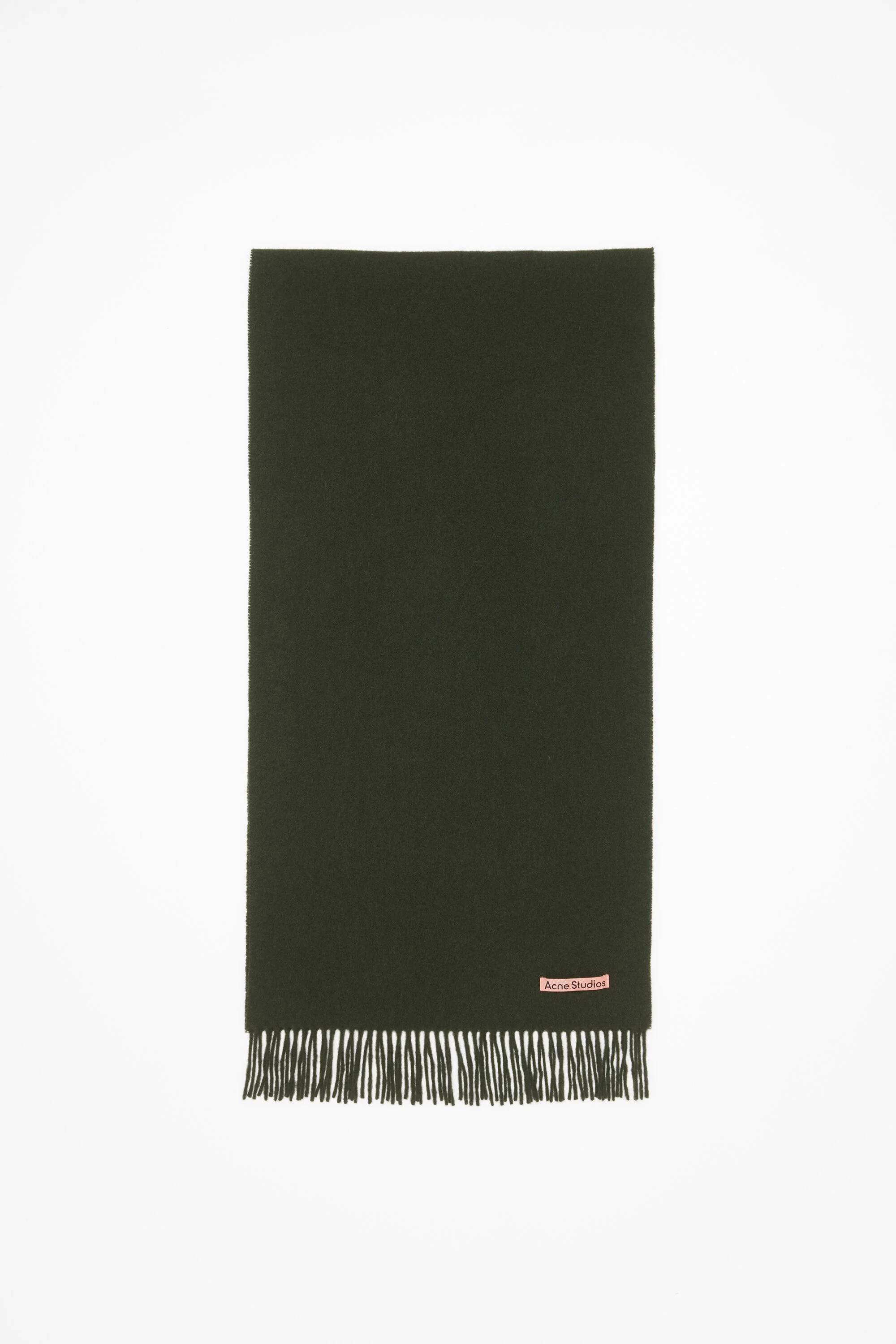Fringe wool scarf – Narrow - Wood Green Melange - 1