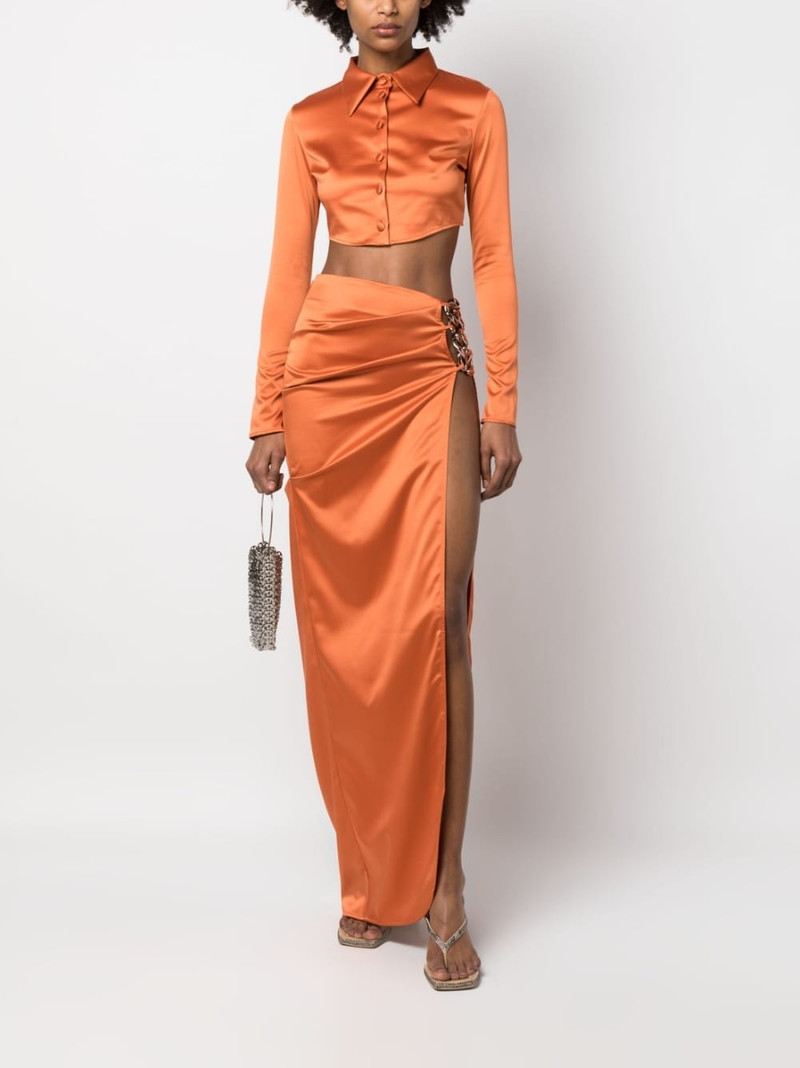 GCDS slit-detail satin maxi skirt outlook