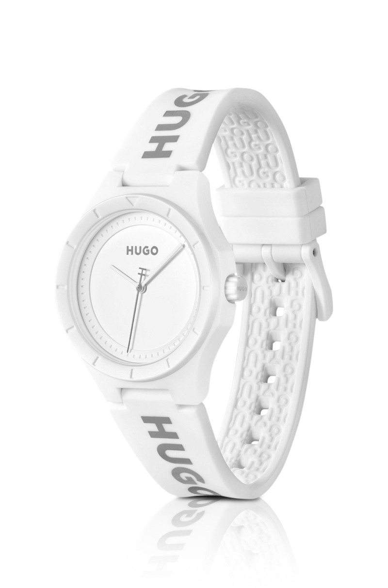 HUGO BRANDED SILICONE-STRAP WATCH WITH MATTE-WHITE DIAL outlook