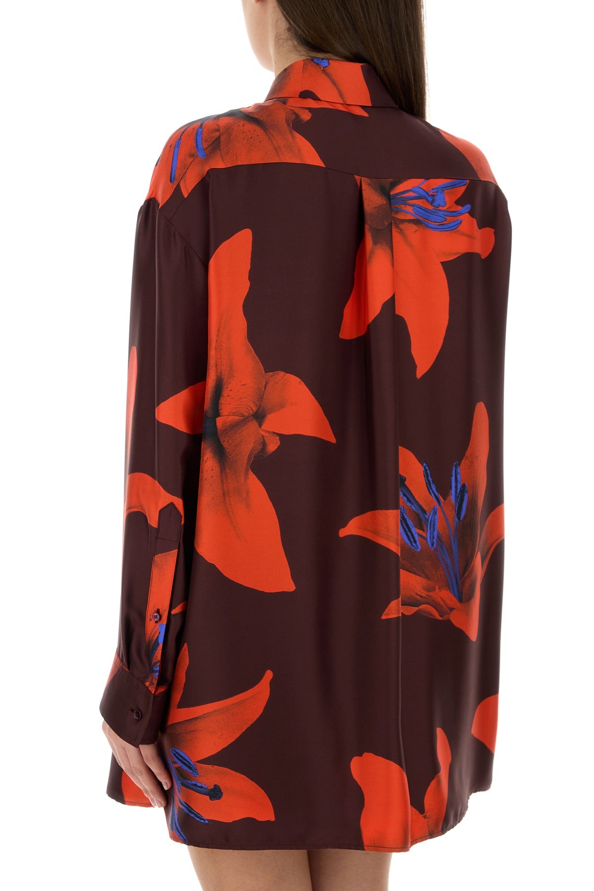Printed satin oversize shirt - 4