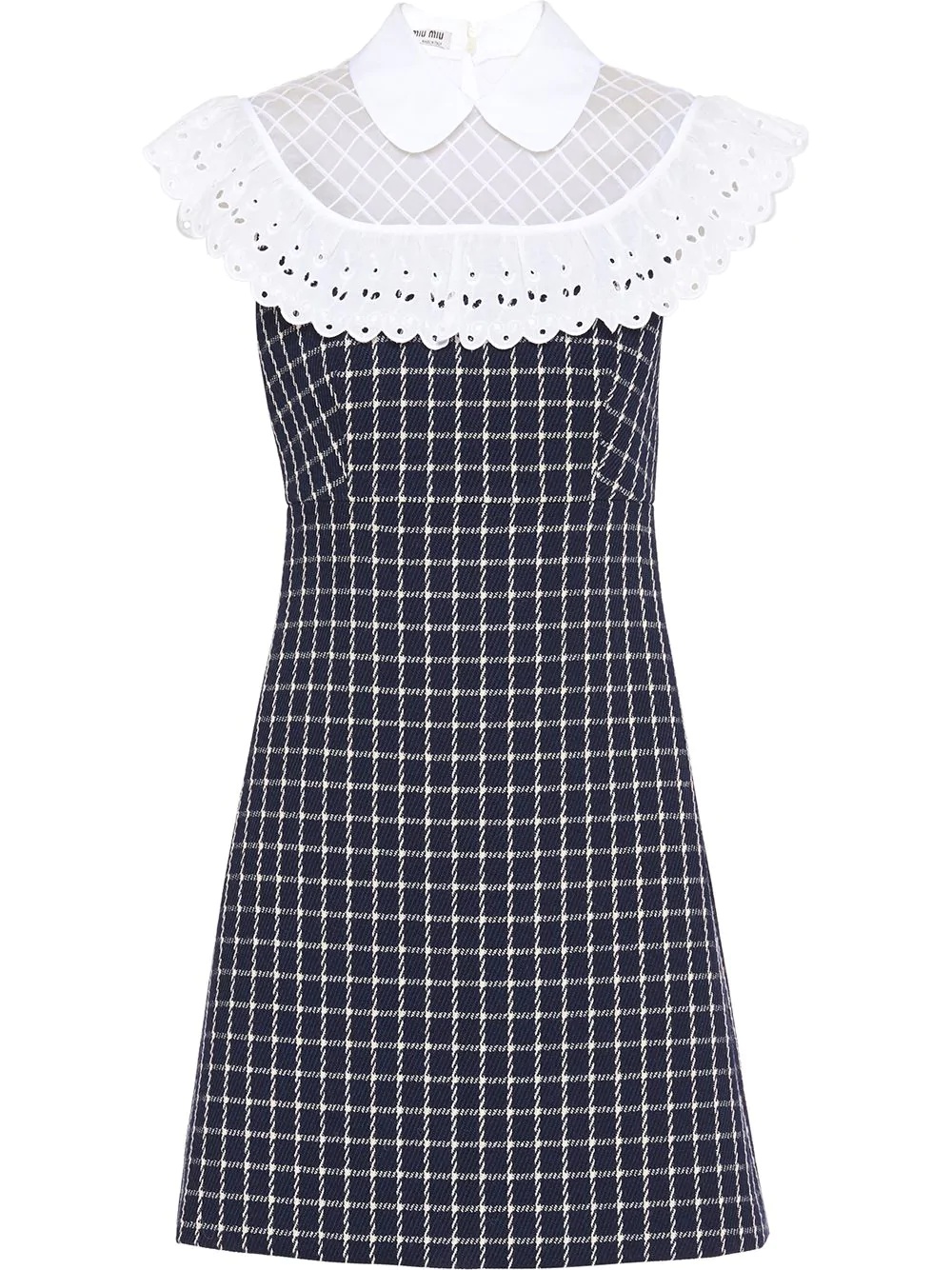 lace check print dress - 1