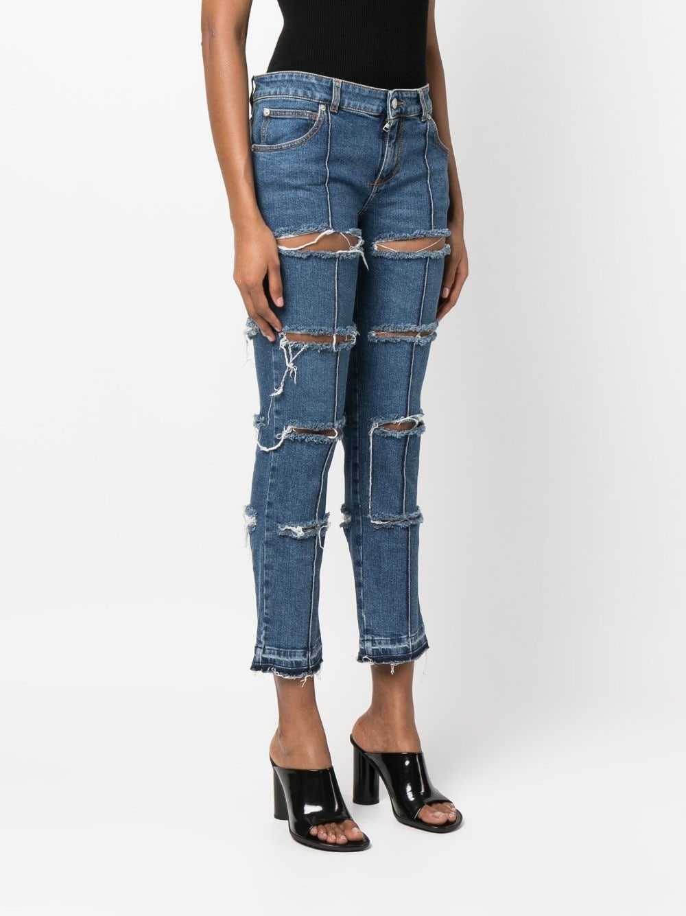 distressed cropped jeans - 3