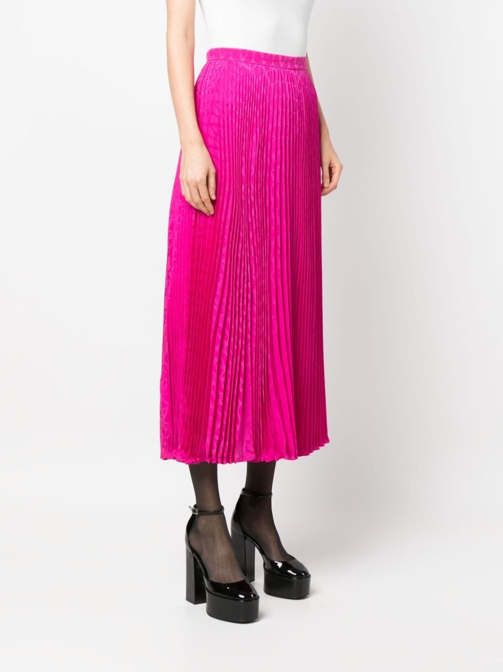 pleated silk midi skirt - 3