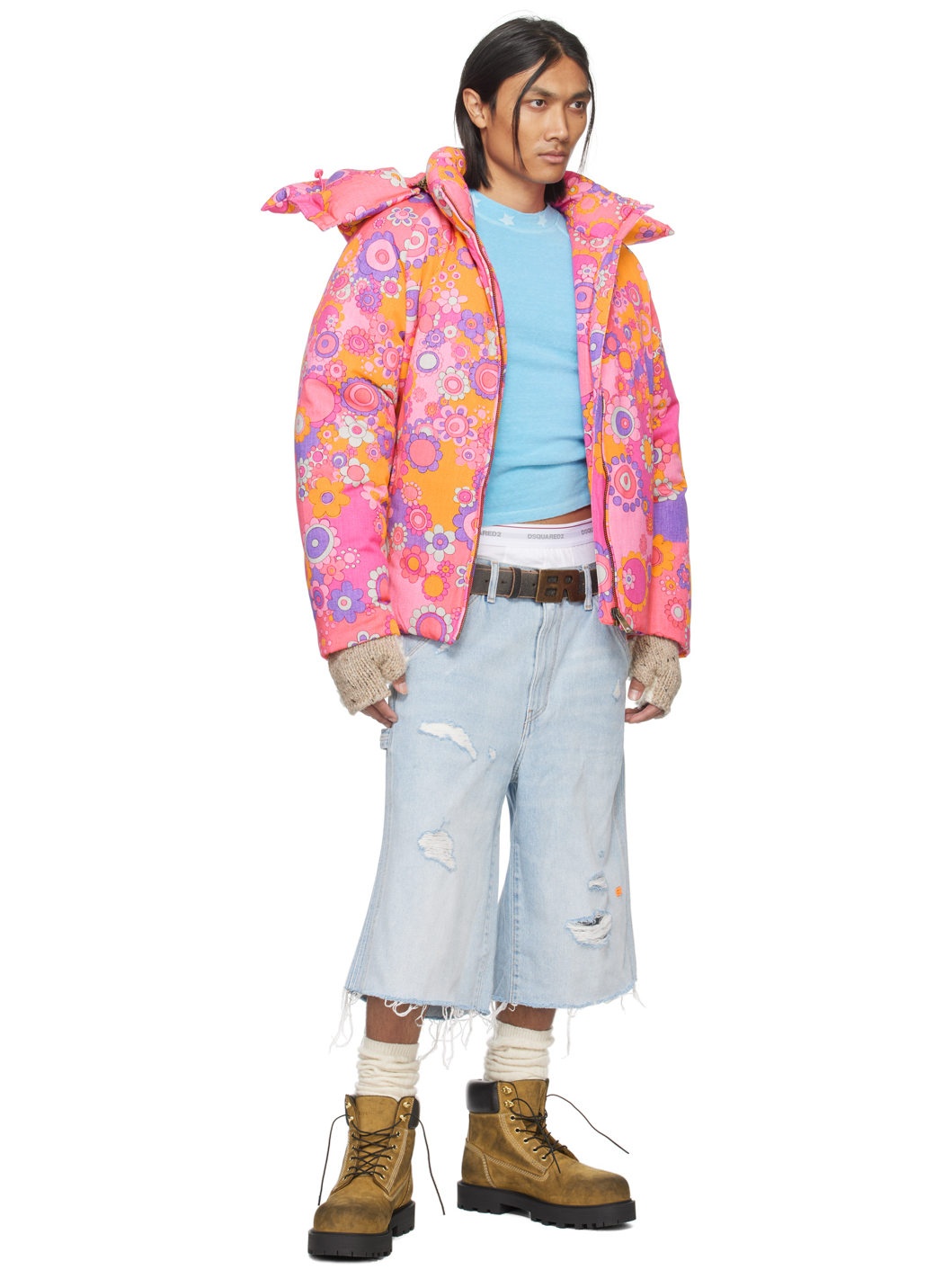 Pink Floral Down Jacket - 5