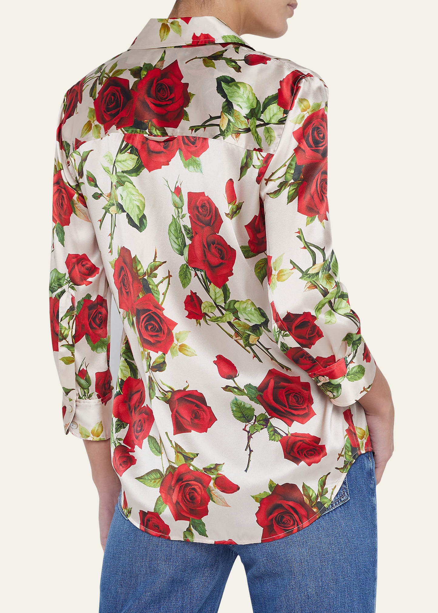 Rose-Printed Dani Silk Blouse - 3