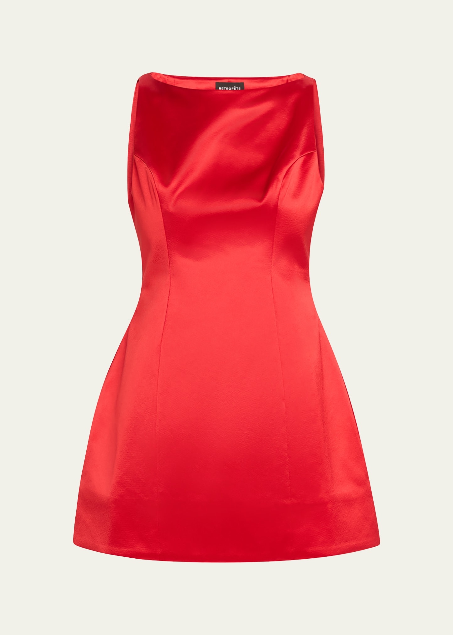 Livie High-Neck Satin Mini Dress - 1
