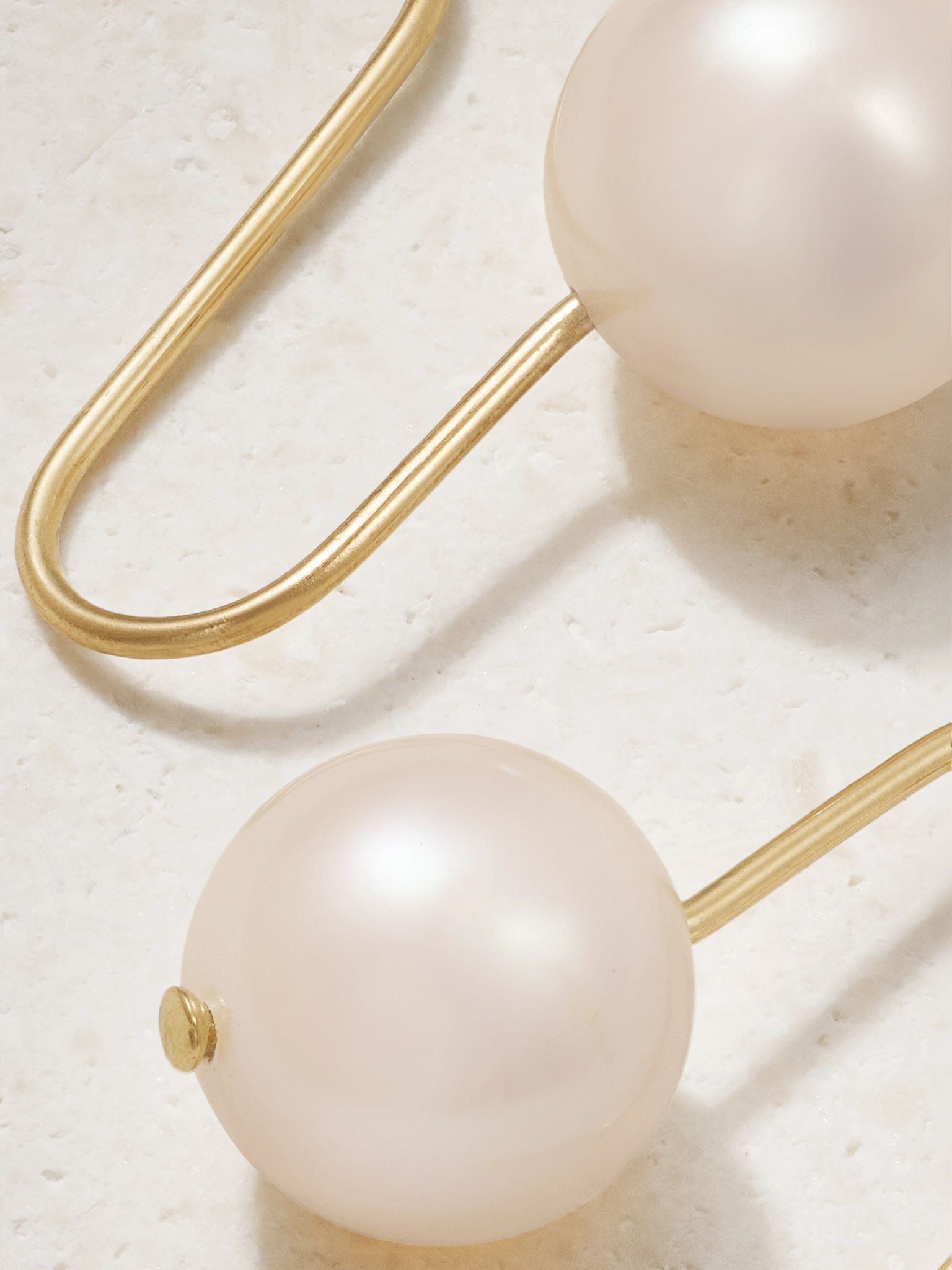 14-karat gold pearl earrings Gold - 3