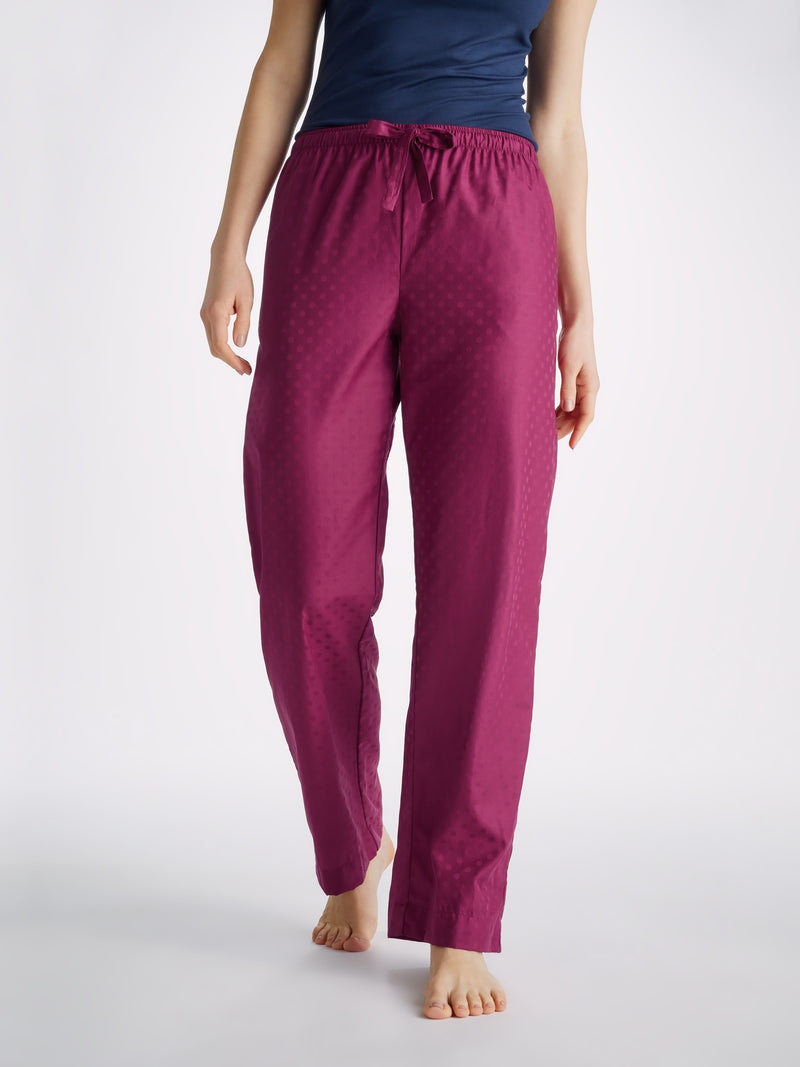 Women's Lounge Trousers Kate 7 Cotton Jacquard Berry - 5