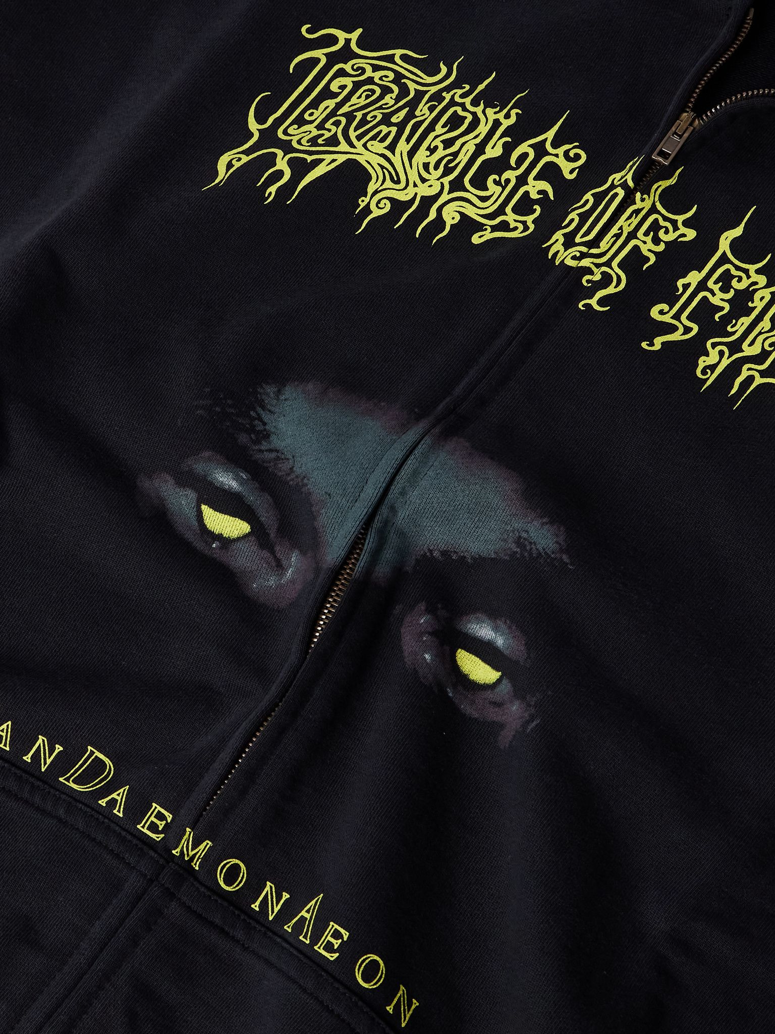 + Cradle of Filth Oversized Printed Cotton-Jersey Zip-Up Hoodie Black - 4