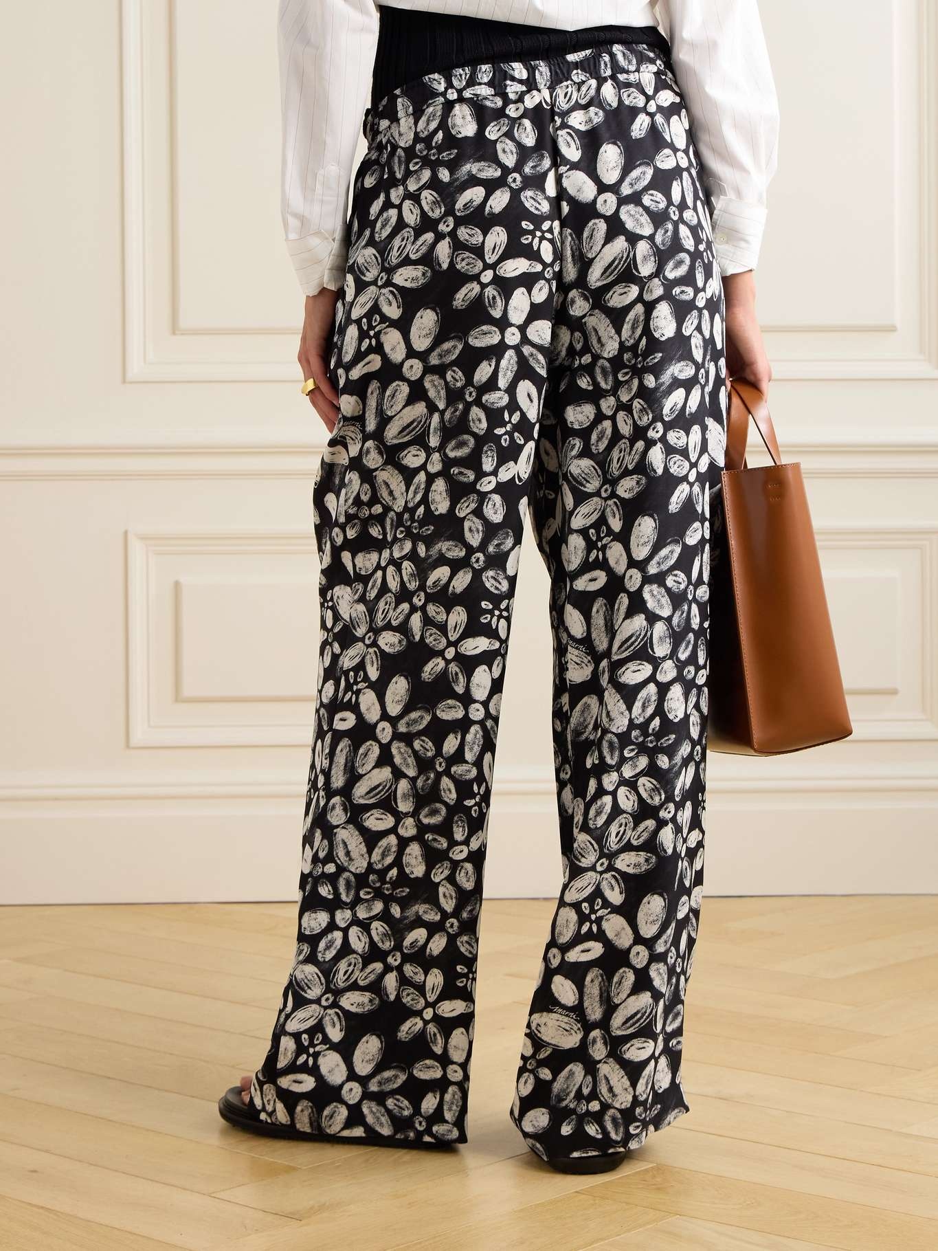 Printed crepe straight-leg pants - 3