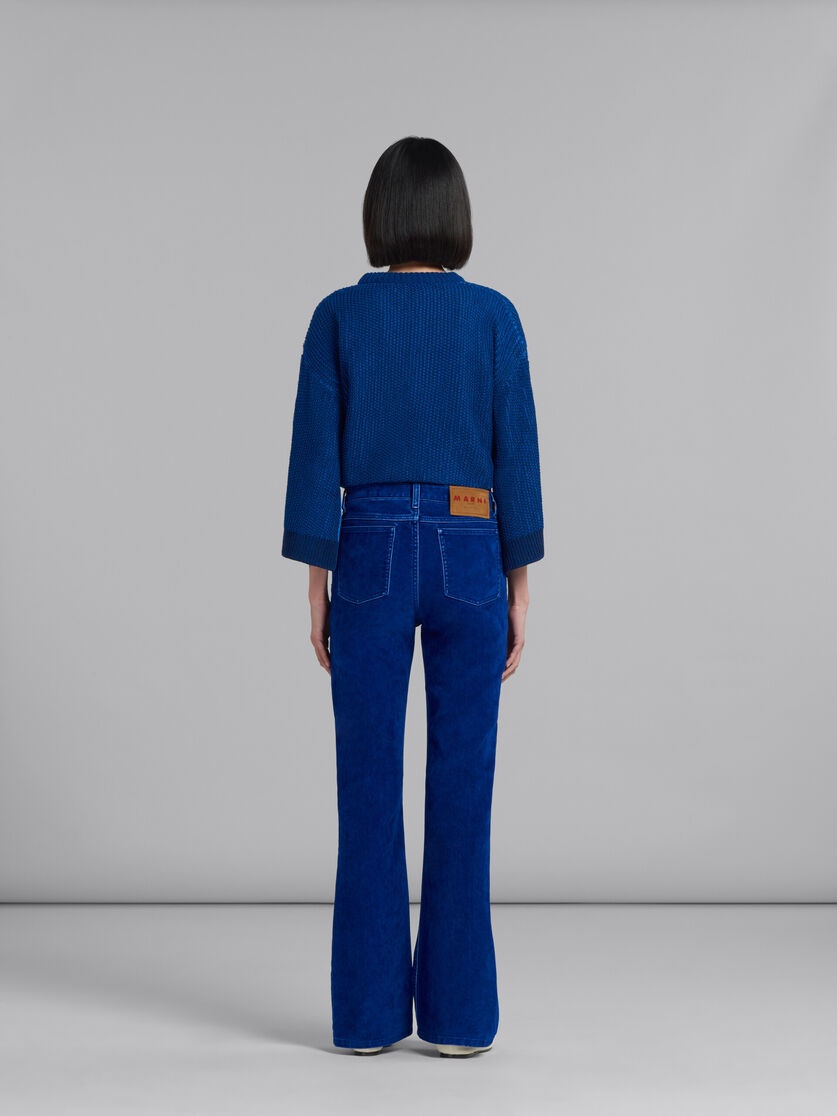 BLUE FLOCKED DENIM FLARED TROUSERS - 3