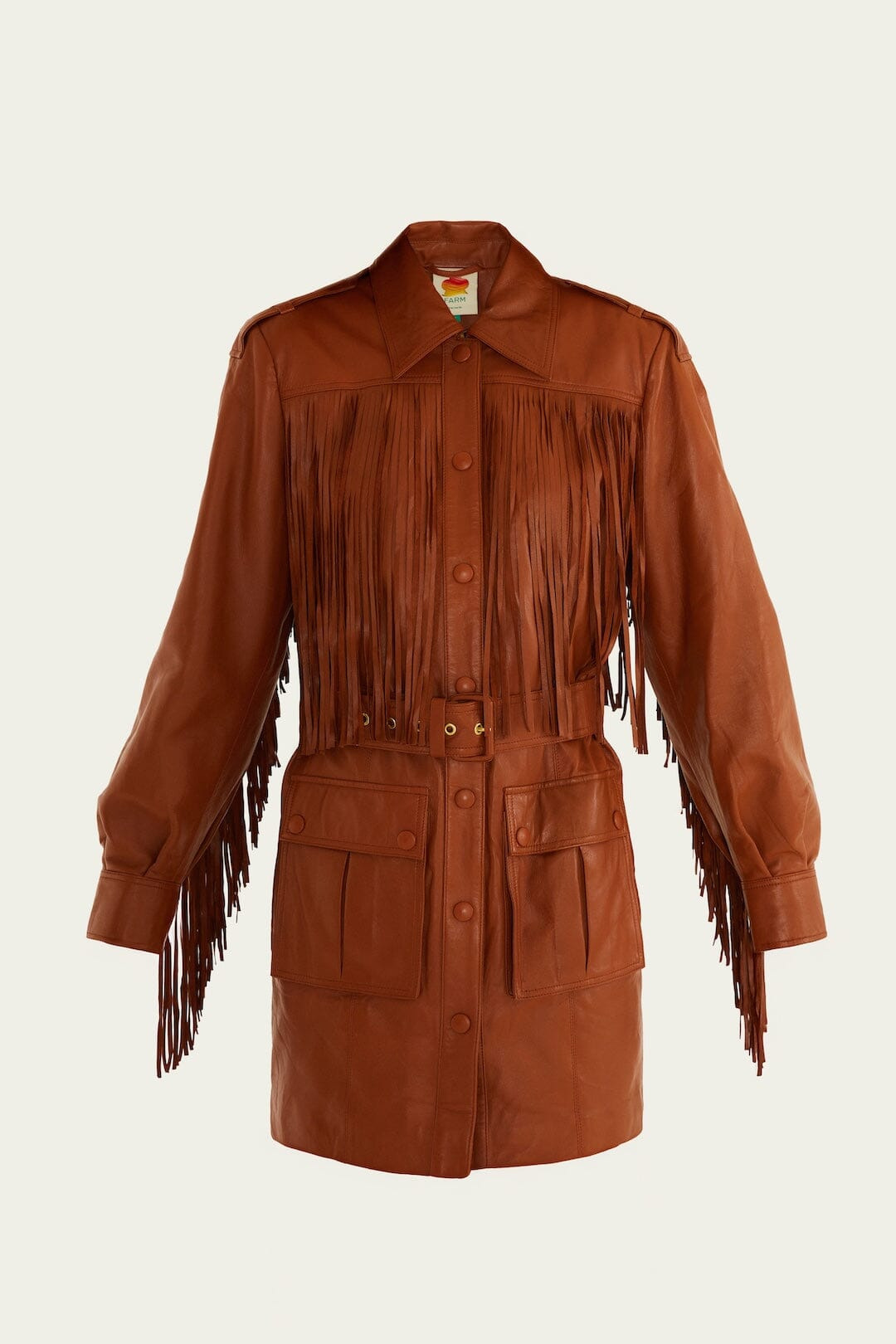 Brown Fringes Leather Coat - 5