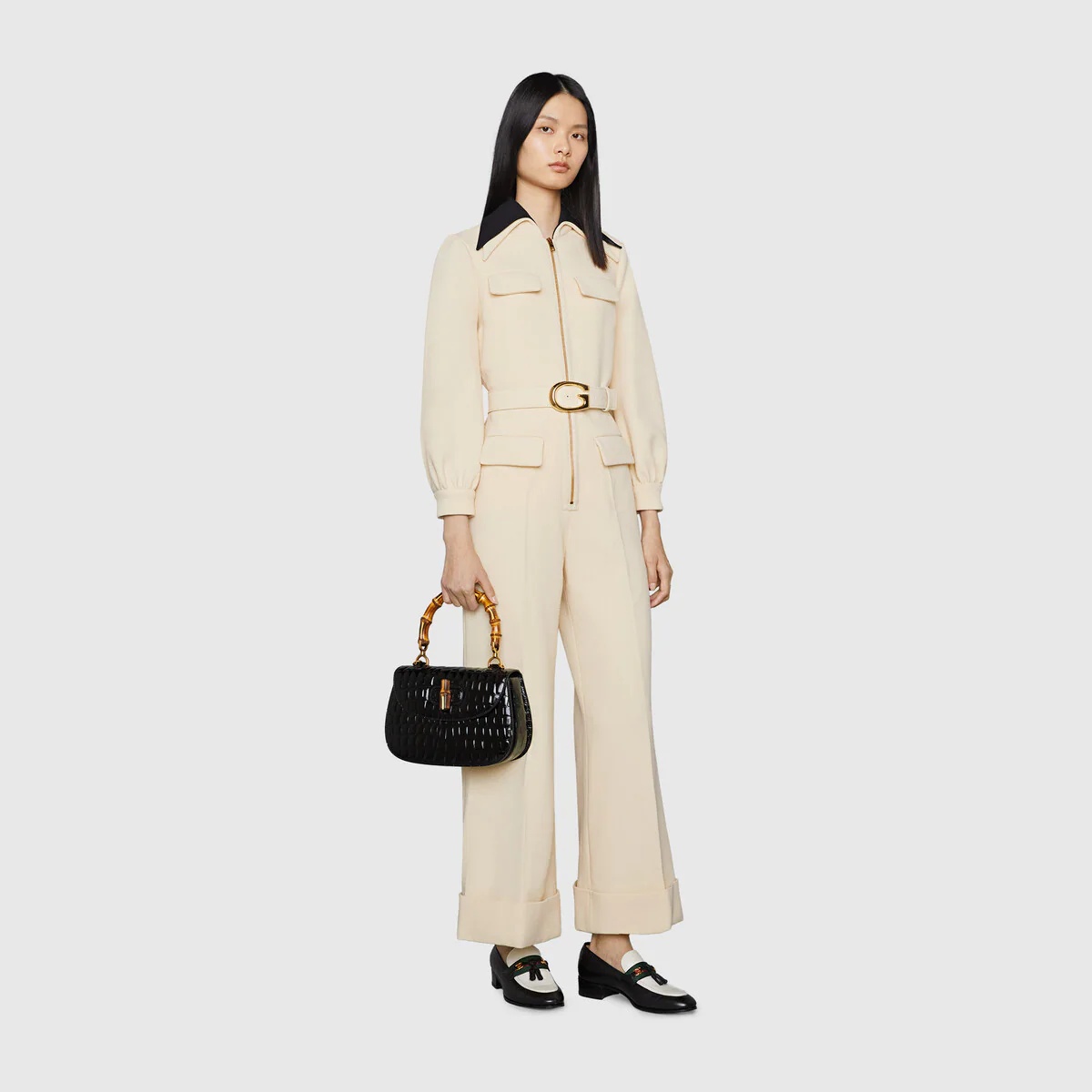 Belted wool crepe jumpsuit - 2