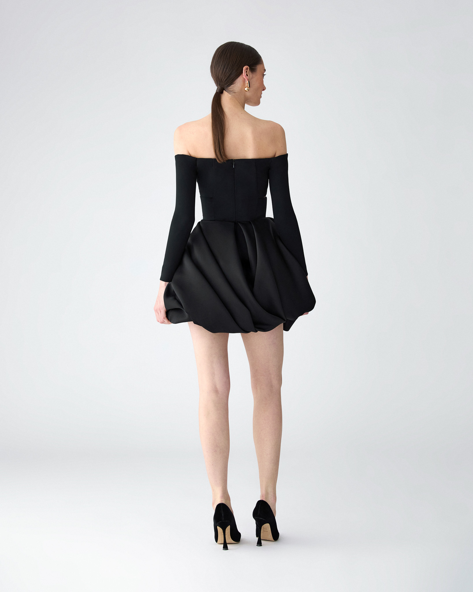 Off-Shoulder Satin Mini Dress - 3