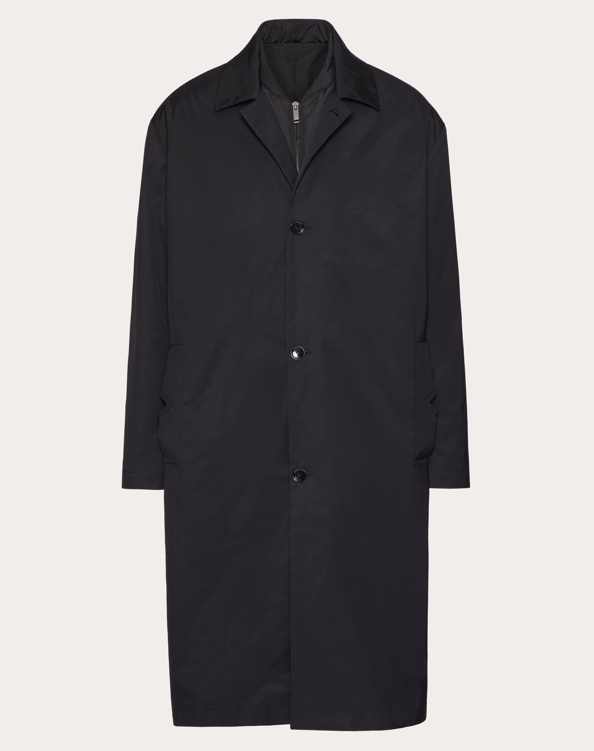 NYLON COAT WITH RUBBERIZED V DETAIL - 1