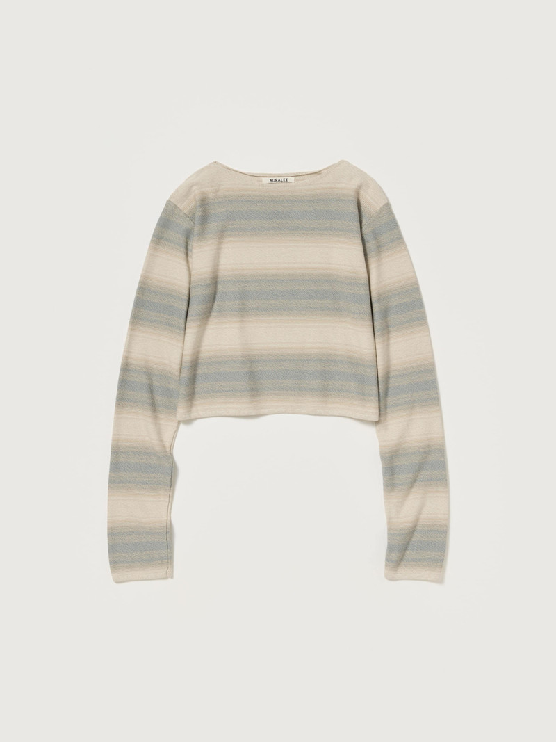 COTTON SILK GRADIENT STRIPE KNIT BOAT NECK P/O 1