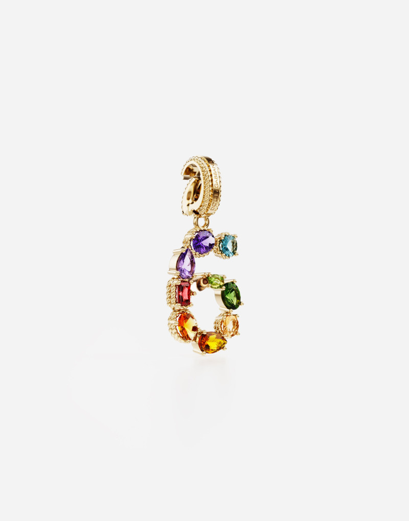 Dolce & Gabbana Charm 6 Lettering 18-carat yellow gold and multicolored gems outlook