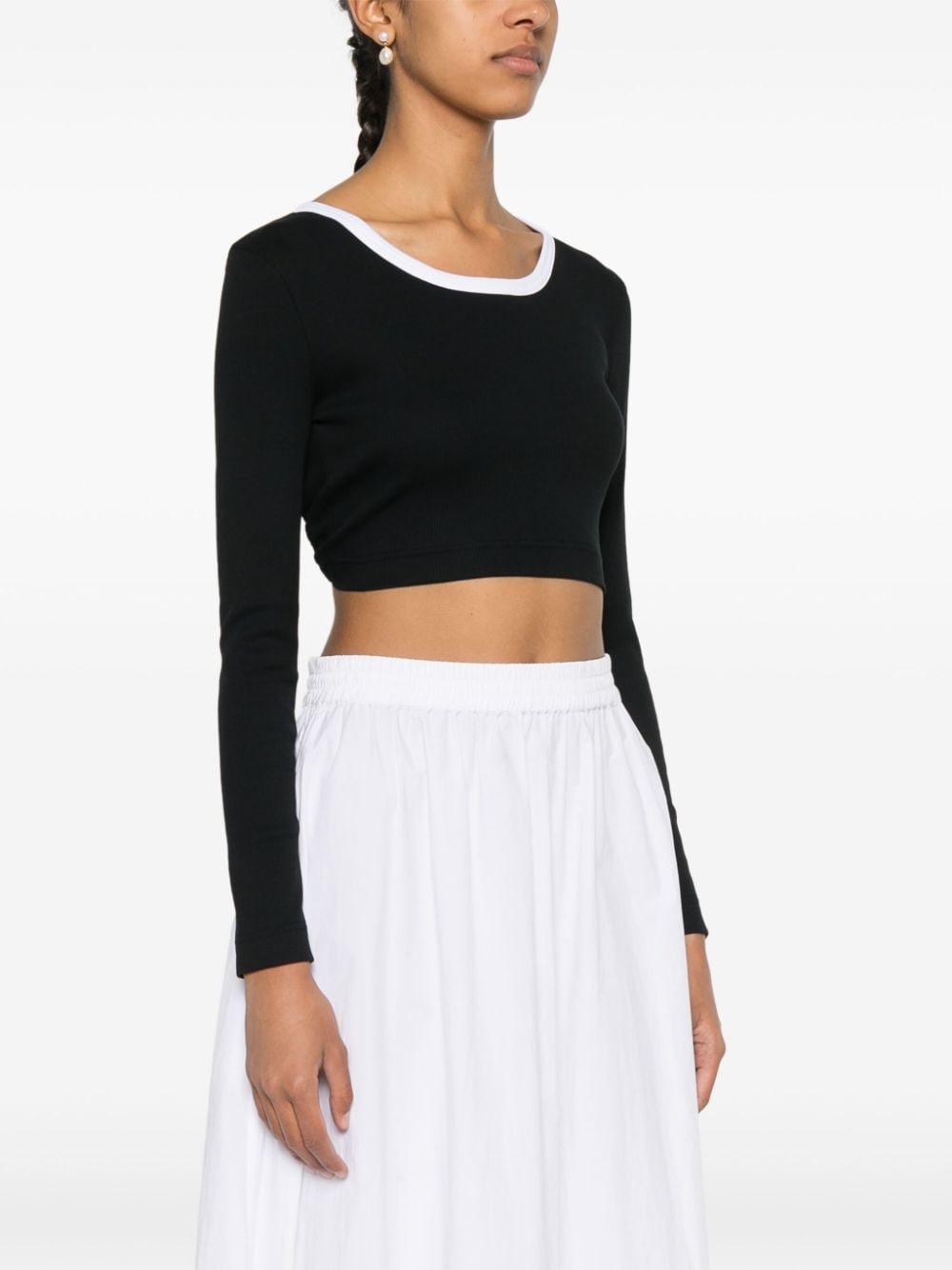 logo-appliquÃ© ribbed crop top - 3